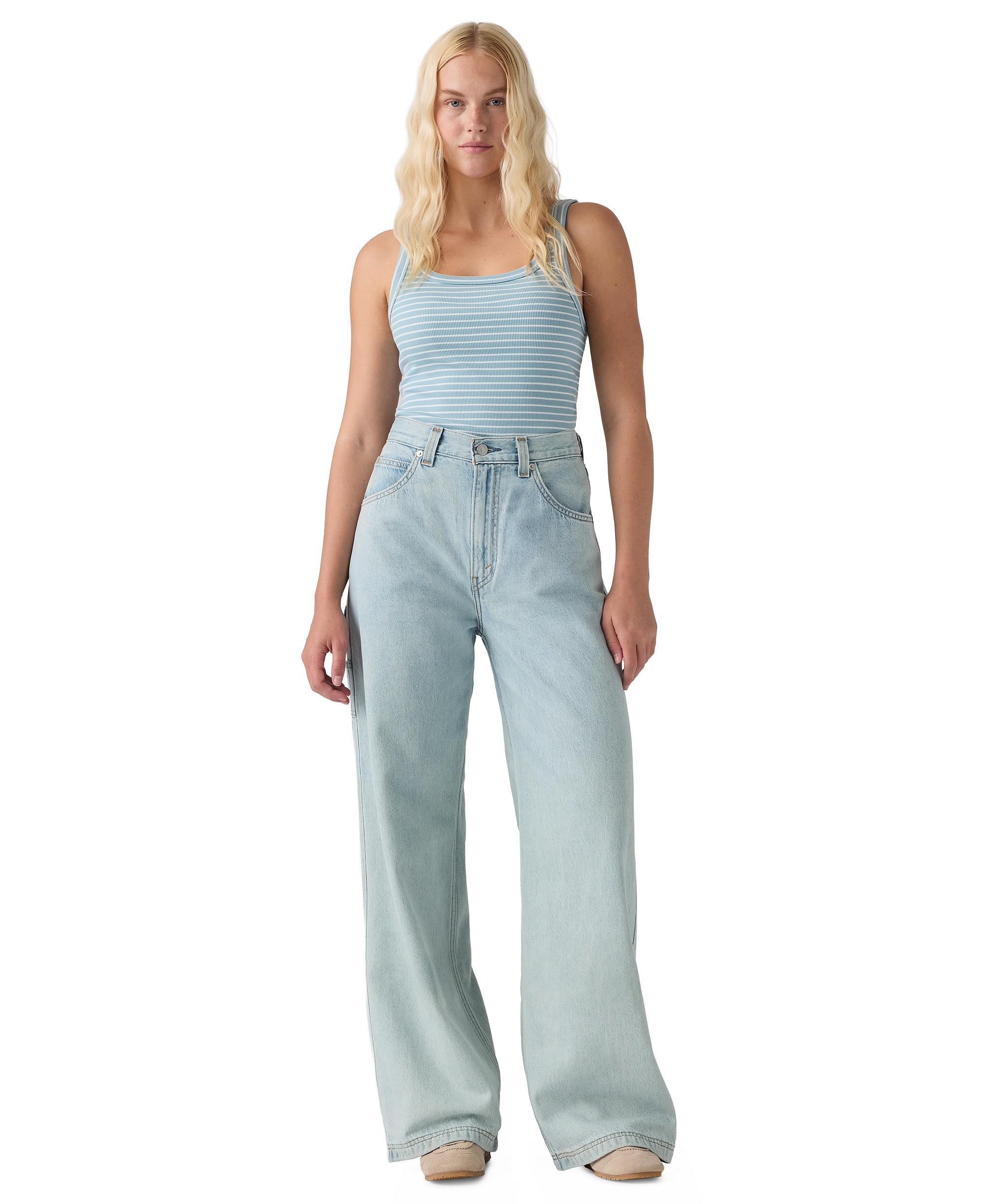 Levi's Women's Cinch-Waist Carpenter Lightweight Baggy Jeans - Abraided A