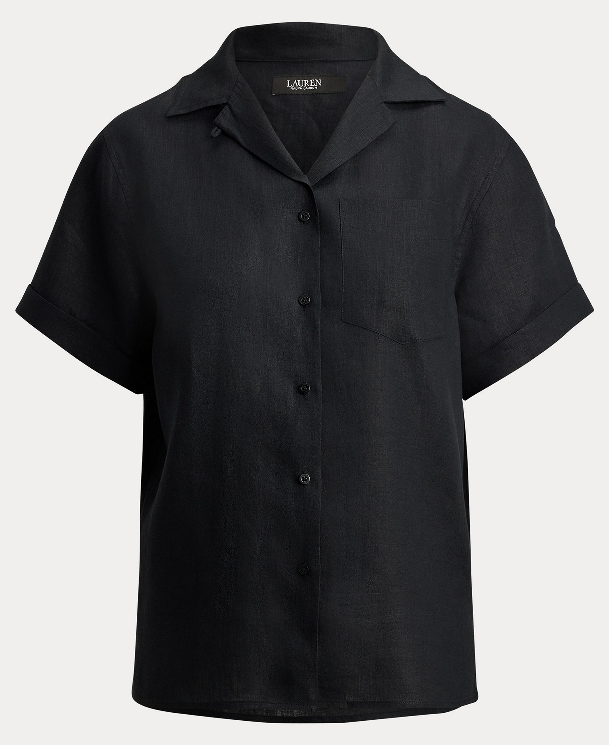 Lauren Ralph Lauren Women's Linen Short-Sleeve Camp Shirt - Black