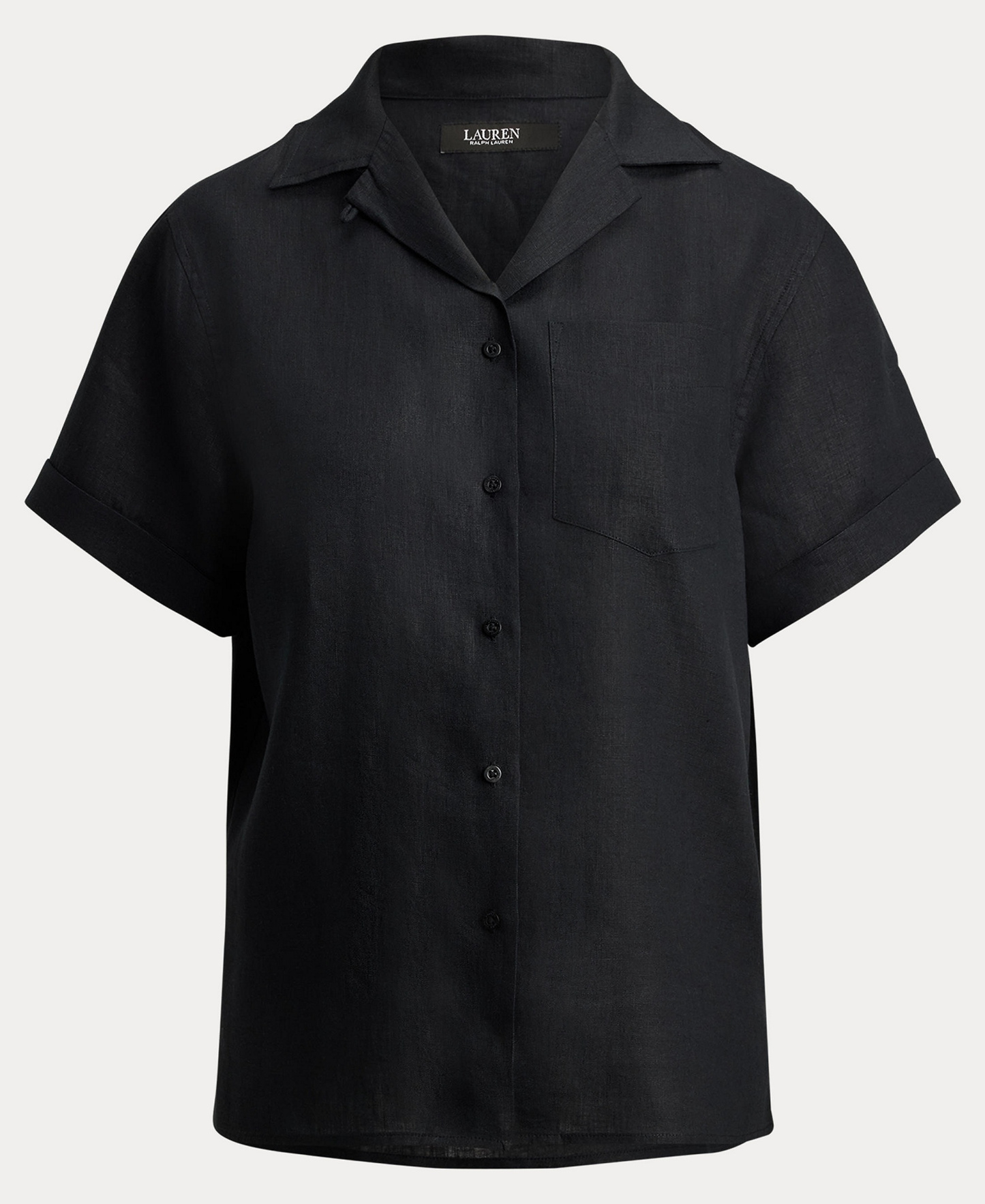 Lauren Ralph Lauren Women's Linen Short-Sleeve Camp Shirt - Black