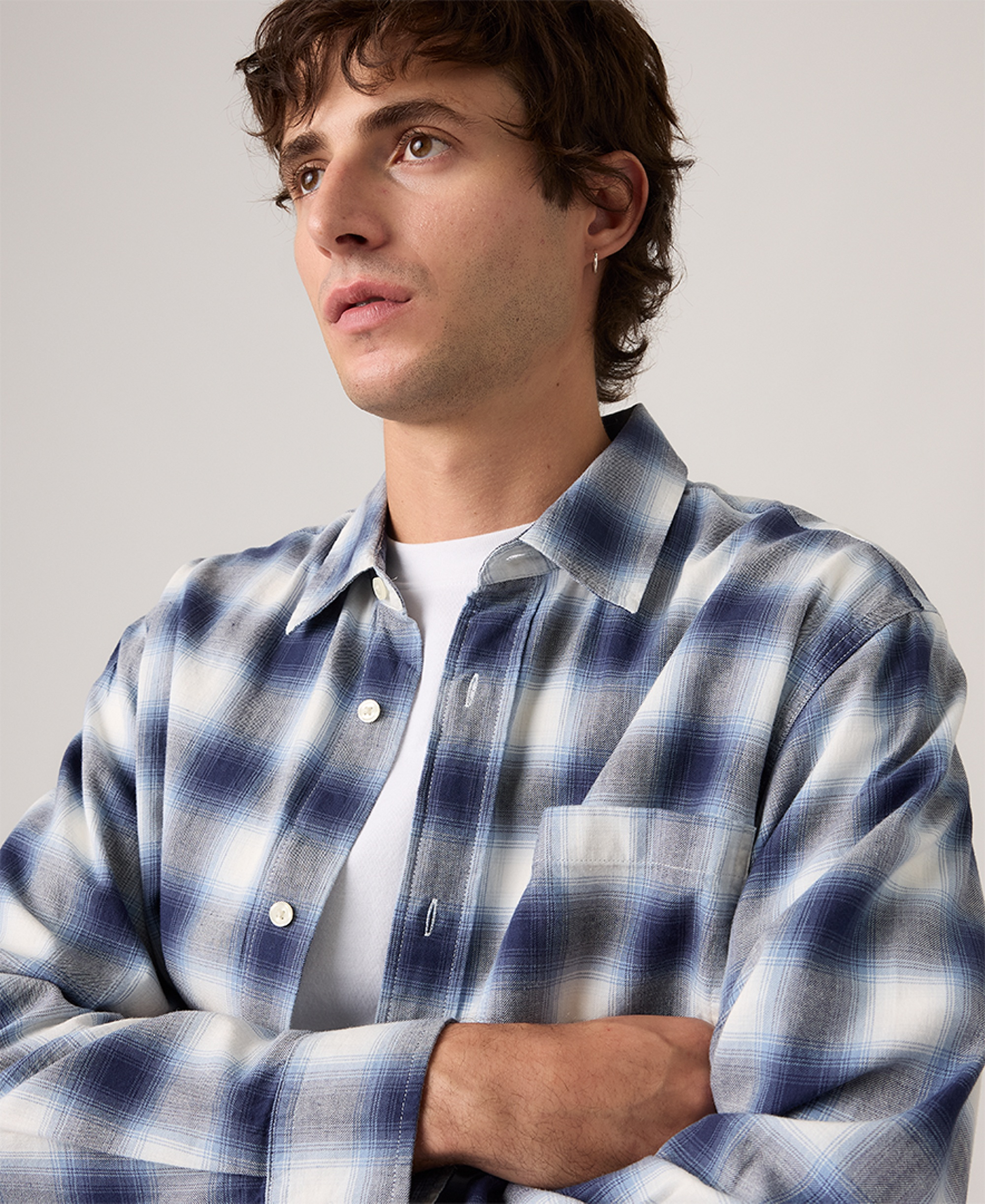 Levi's Men's Duboce Boxy Regular-Fit Overshirt - Blue/White