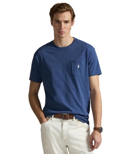 Polo Ralph Lauren Men's Classic-Fit Crewneck Pocket T-Shirt - Derby Blue Heather