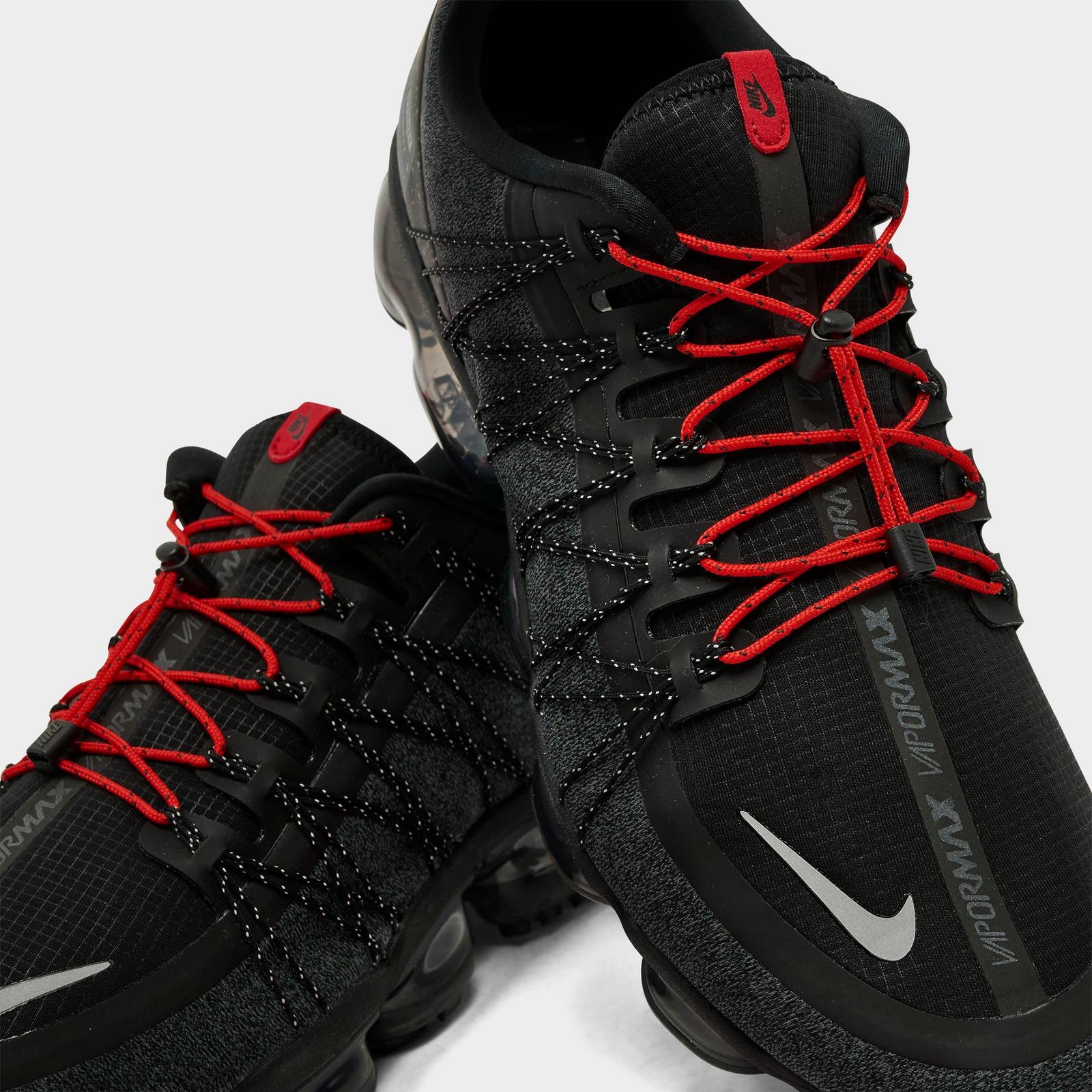 Men's Nike Air VaporMax Run Utility Running Shoes - Black/Reflective Silver/Anthracite/Habanero Red
