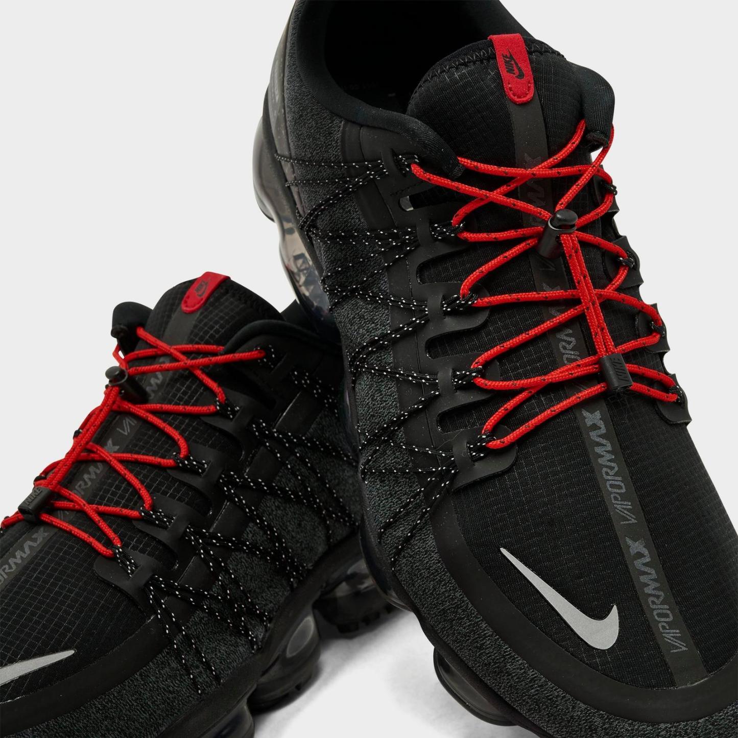 Men's Nike Air VaporMax Run Utility Running Shoes - Black/Reflective Silver/Anthracite/Habanero Red