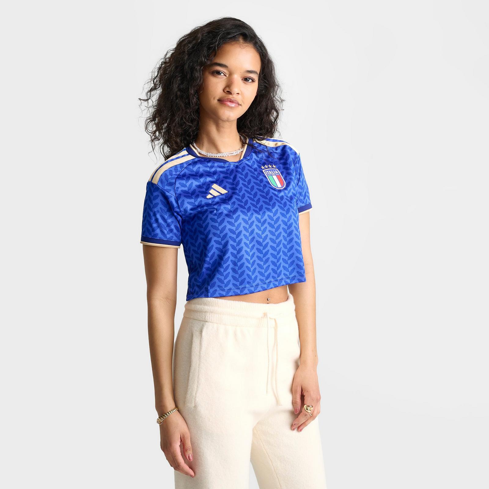 Women's adidas Italy 2026 Home Cropped Jersey - Bold Blue - view 3