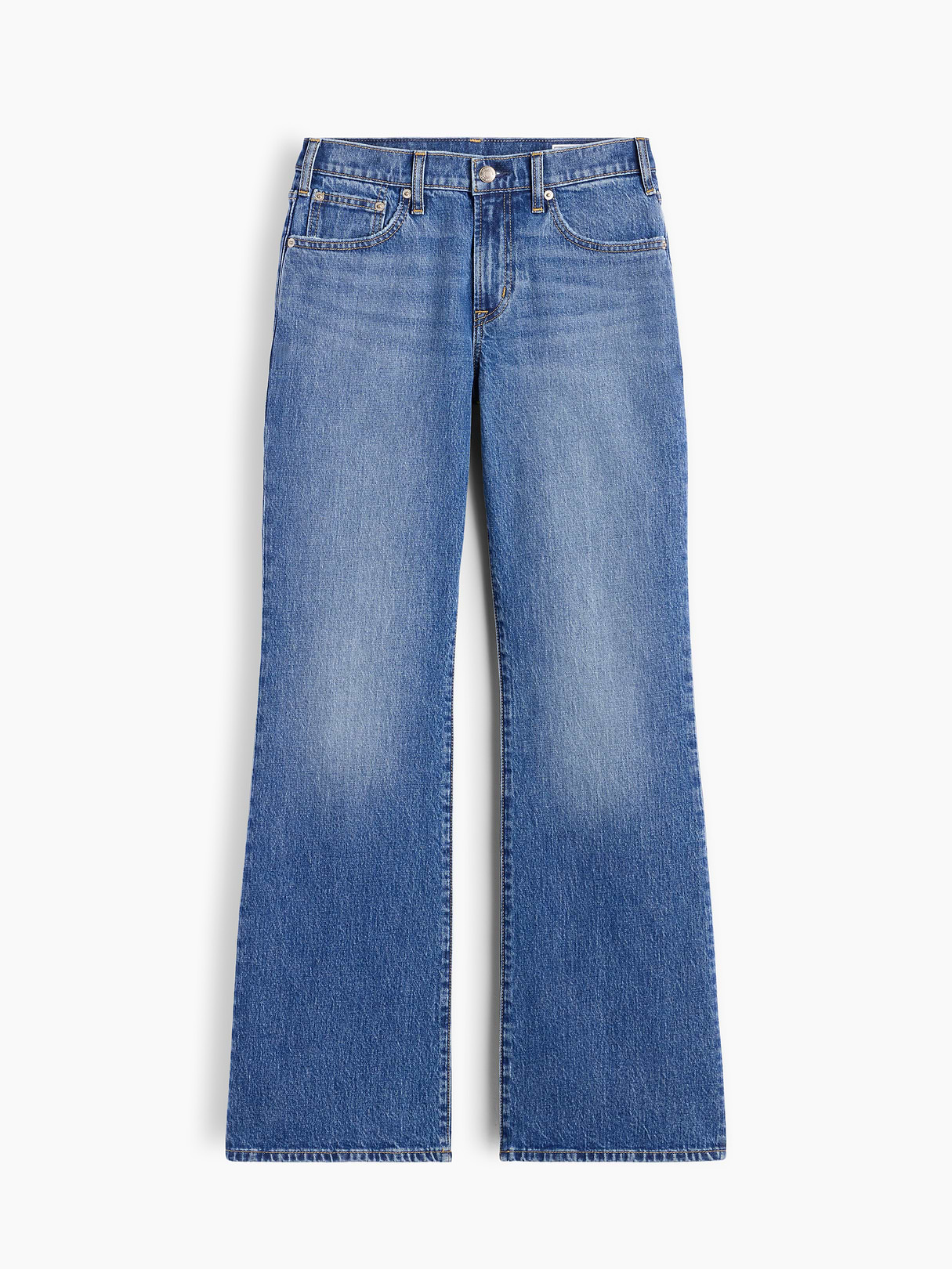 Mid Rise Relaxed Flare Jeans - Medium wash