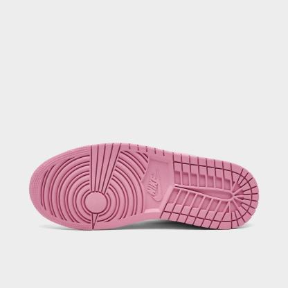 Women's Air Jordan Retro 1 Mid Casual Shoes - Elemental Pink/Iced Carmine/Coconut Milk/Sai - Left shoe facing left. Outside of the shoe. - view 6