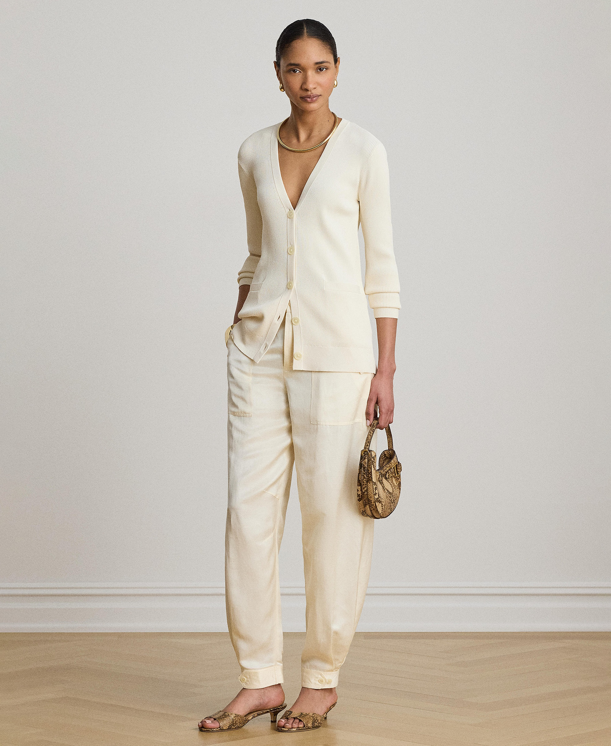 Lauren Ralph Lauren Women's Shantung Barrel Cargo Pants - Mascarpone Cream