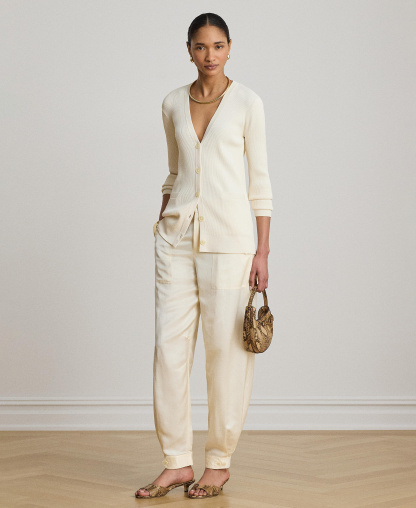 Lauren Ralph Lauren Women's Shantung Barrel Cargo Pants - Mascarpone Cream