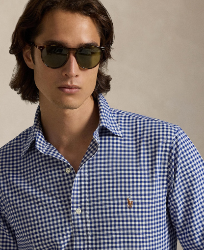 Polo Ralph Lauren Men's Classic-Fit Plaid Brushed Oxford Shirt - Blue/White Check