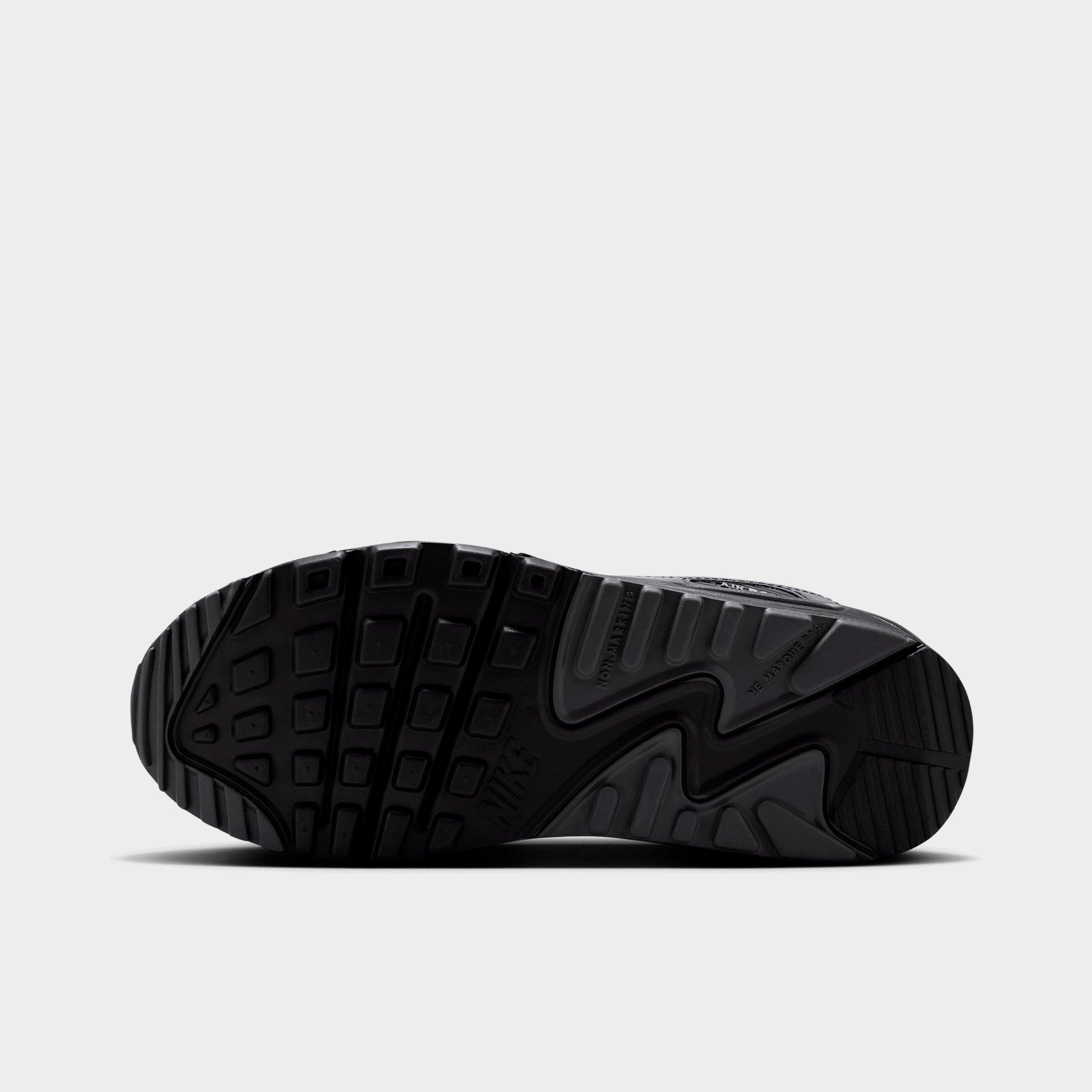 Big Kids' Nithtke Air Max 90 Casual Shoes - Black/Dark Smoke Grey/Light Carbon/Black - Bottom view