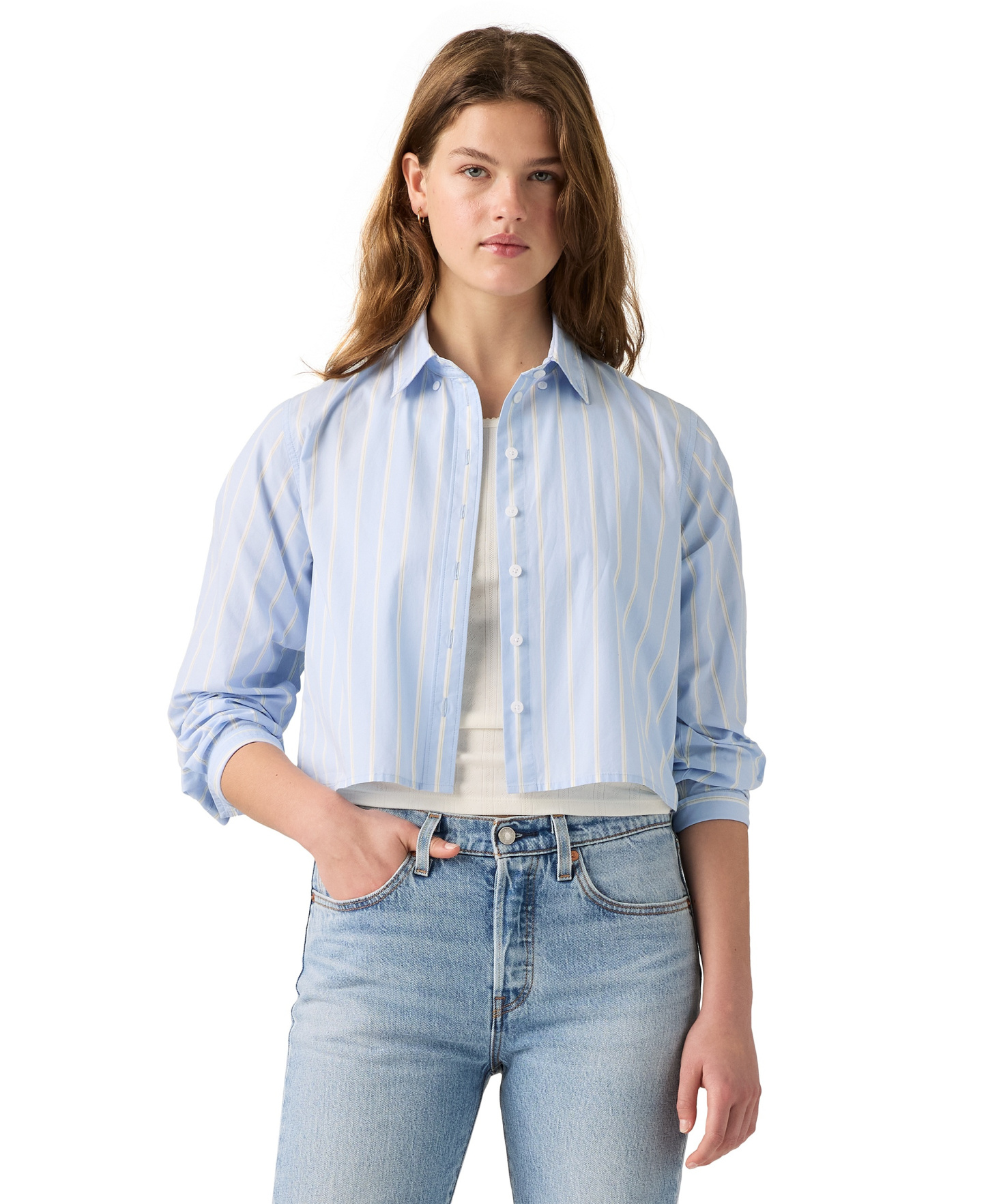 Levi's Women's Sully Long-Sleeve Shirt - Adora Stripe Chambray Blue