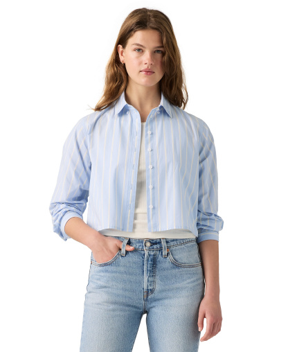 Levi's Women's Sully Long-Sleeve Shirt - Adora Stripe Chambray Blue