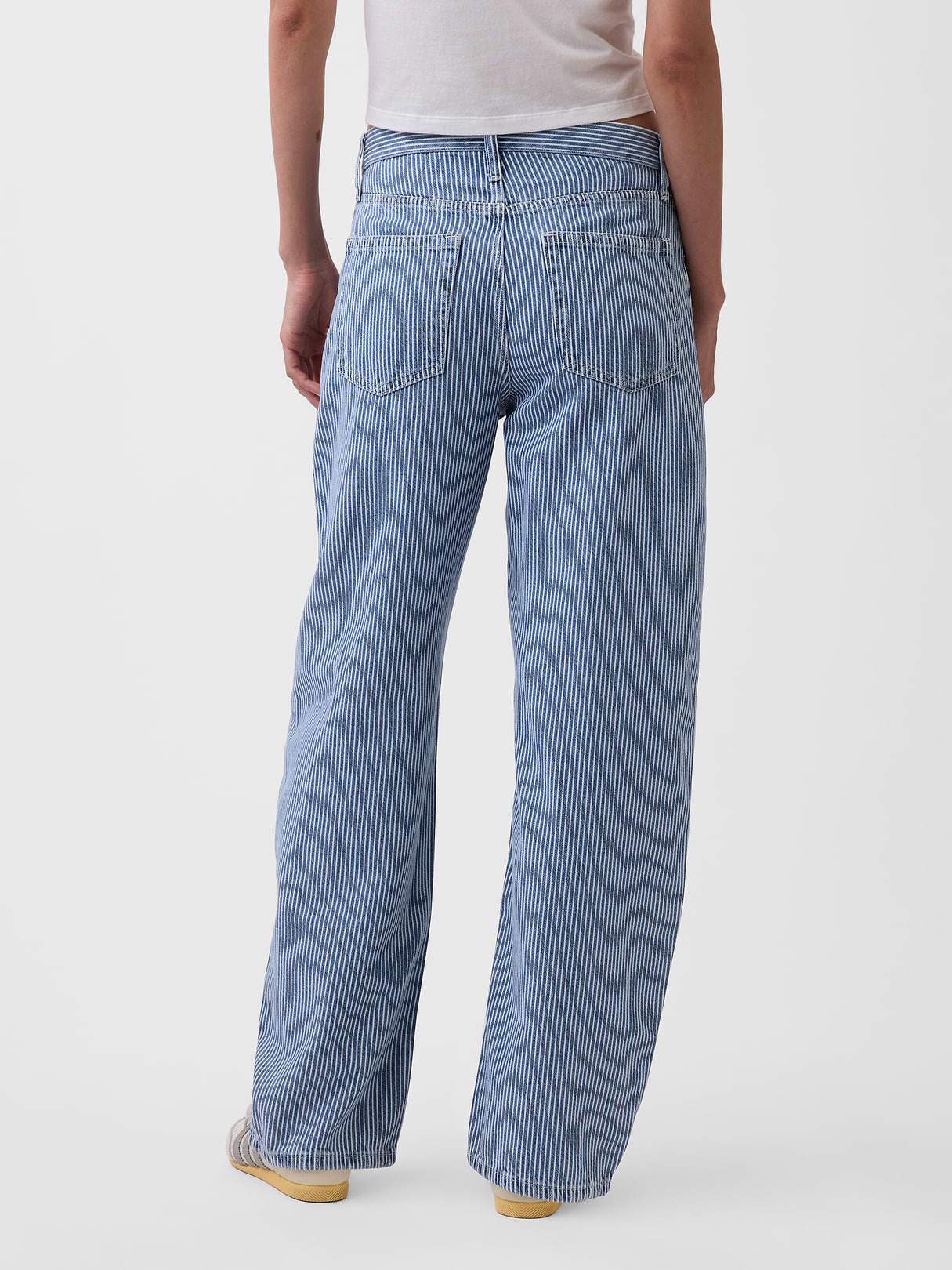 High Rise Barrel Jeans - Blue railroad stripe