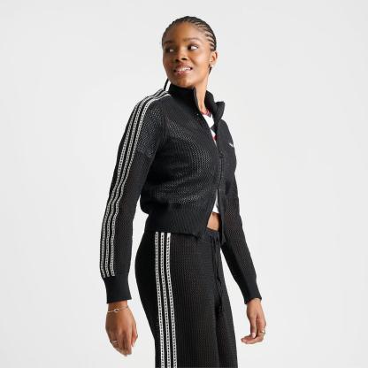 Women's adidas Originals Knitted Crochet Firebird Track Top - Black - view 3