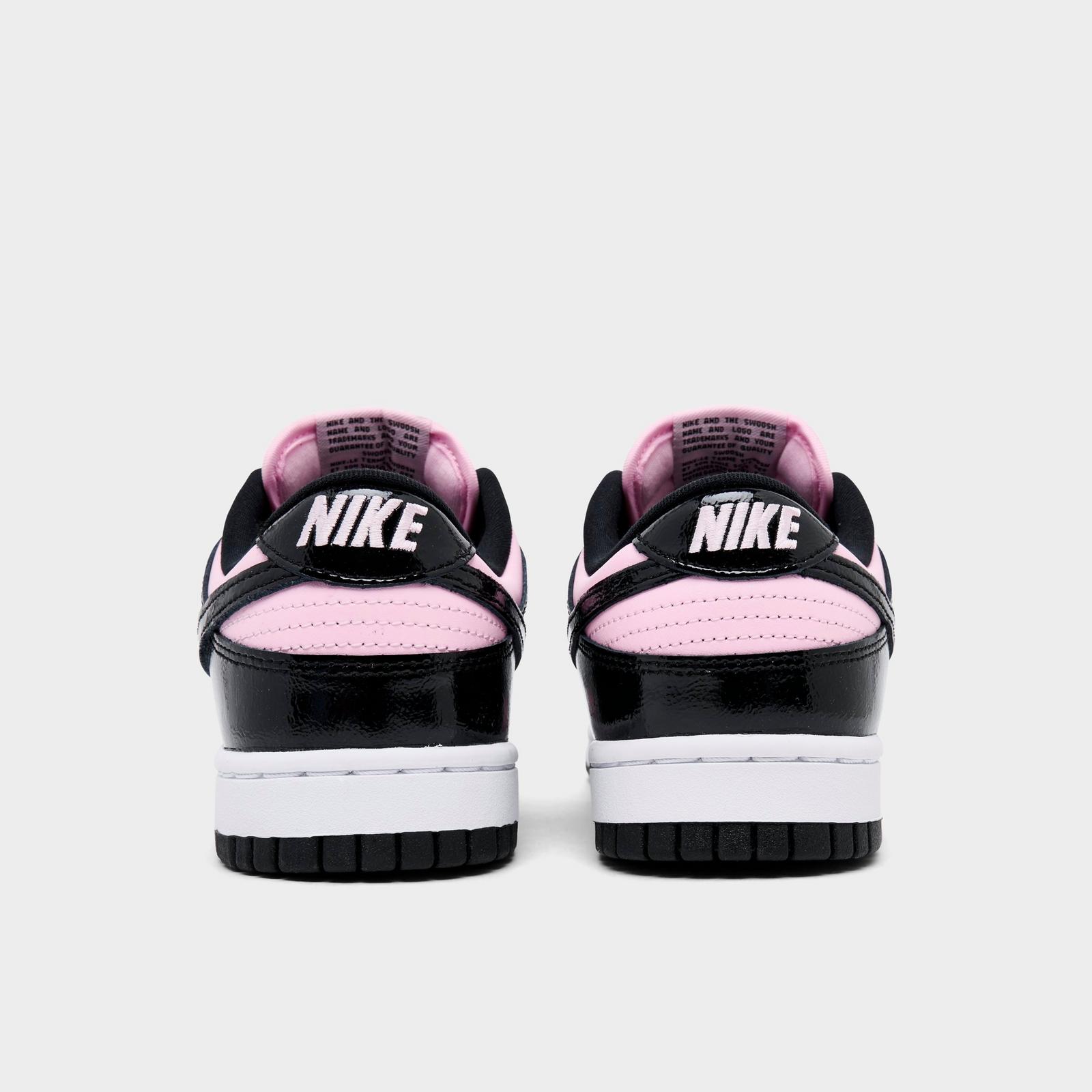 Women's Nike Dunk Low Patent Leather Casual Shoes - Pink Foam/Black/White