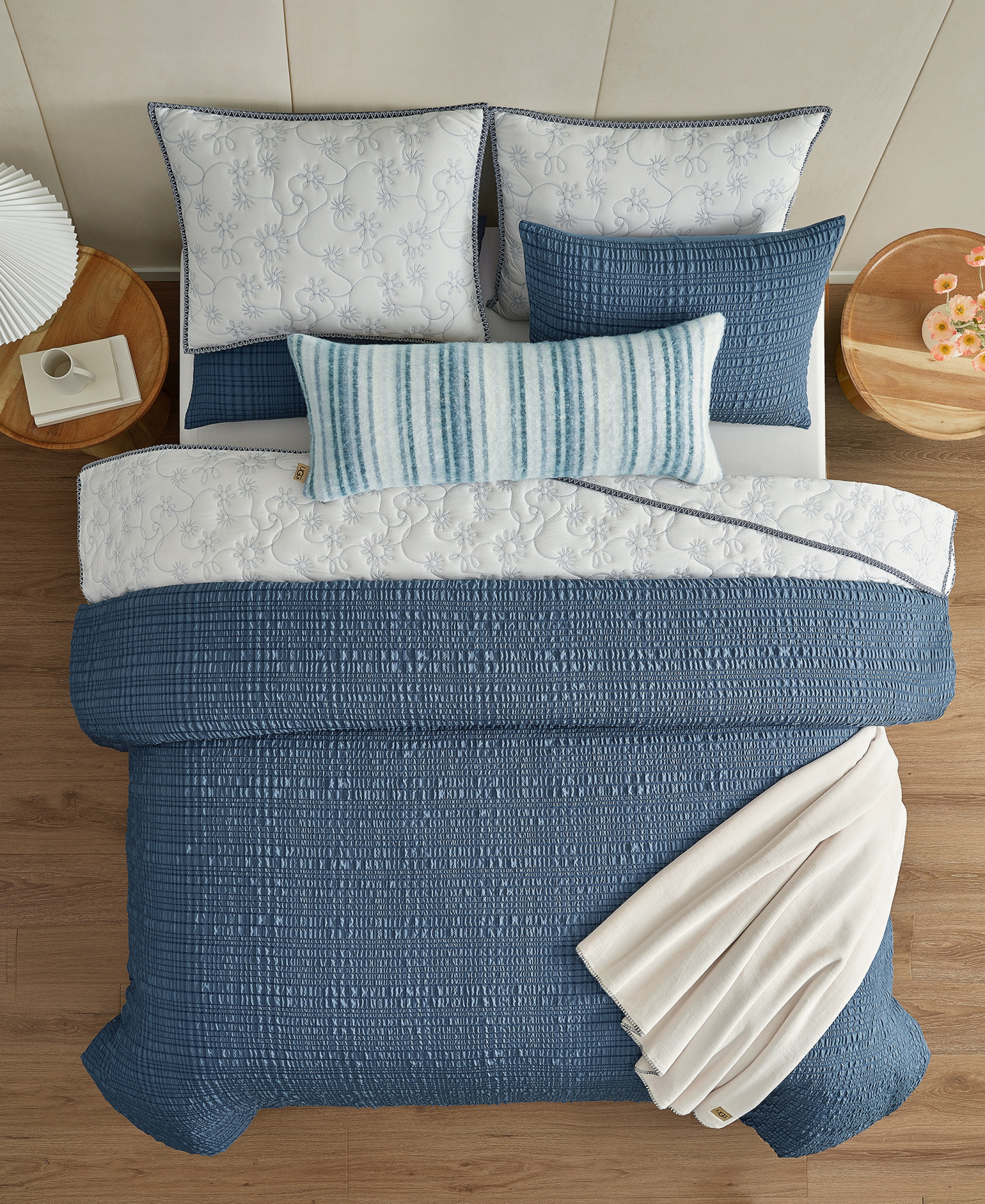 UGG® Devon Seersucker 2-Piece Comforter Set, Twin XL - Tahoe Blue