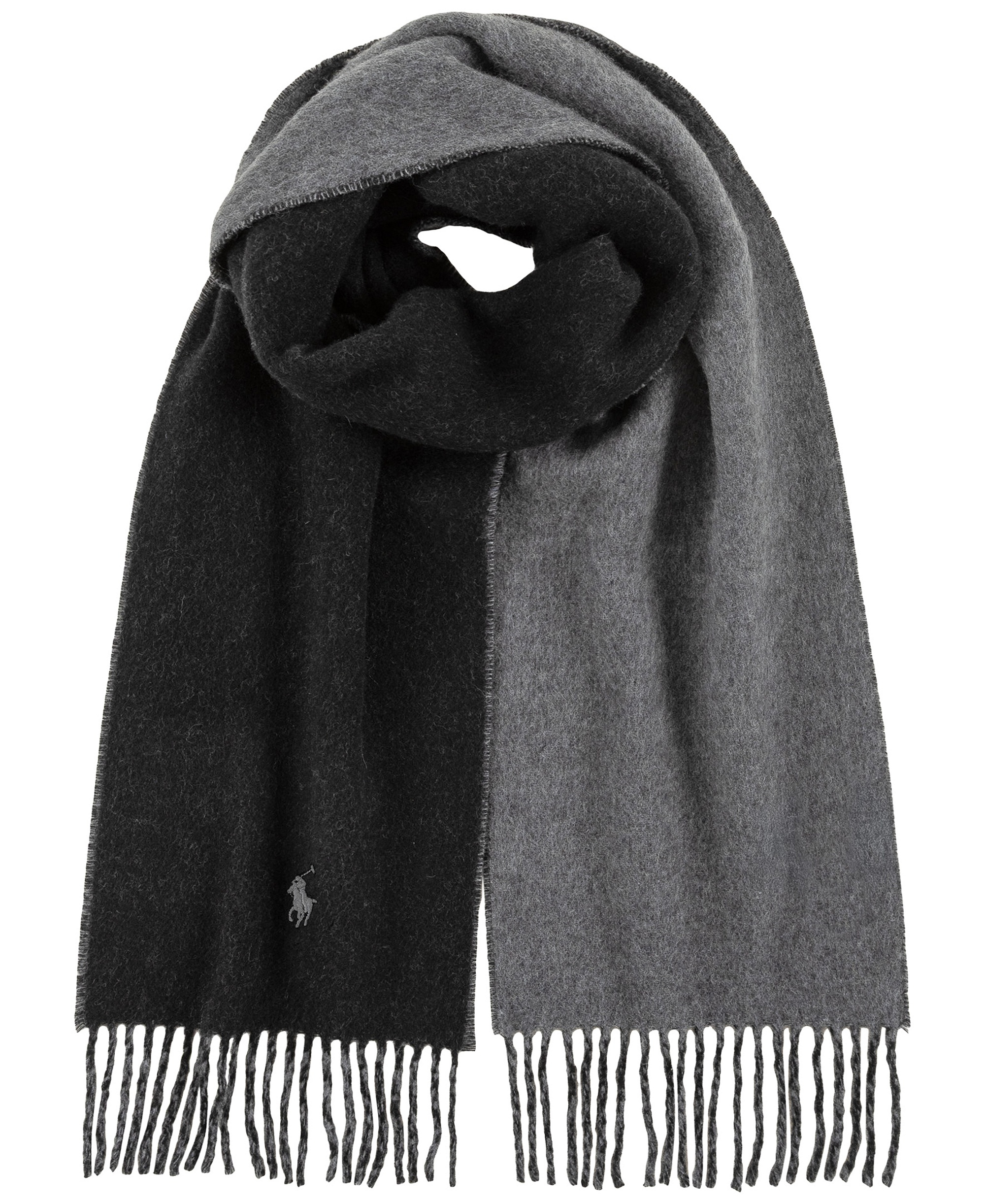 Polo Ralph Lauren Men's Classic Wool Blend Reversible Scarf - Black Heather