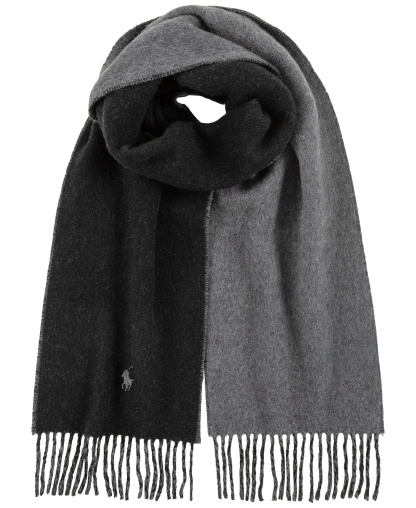 Polo Ralph Lauren Men's Classic Wool Blend Reversible Scarf - Black Heather