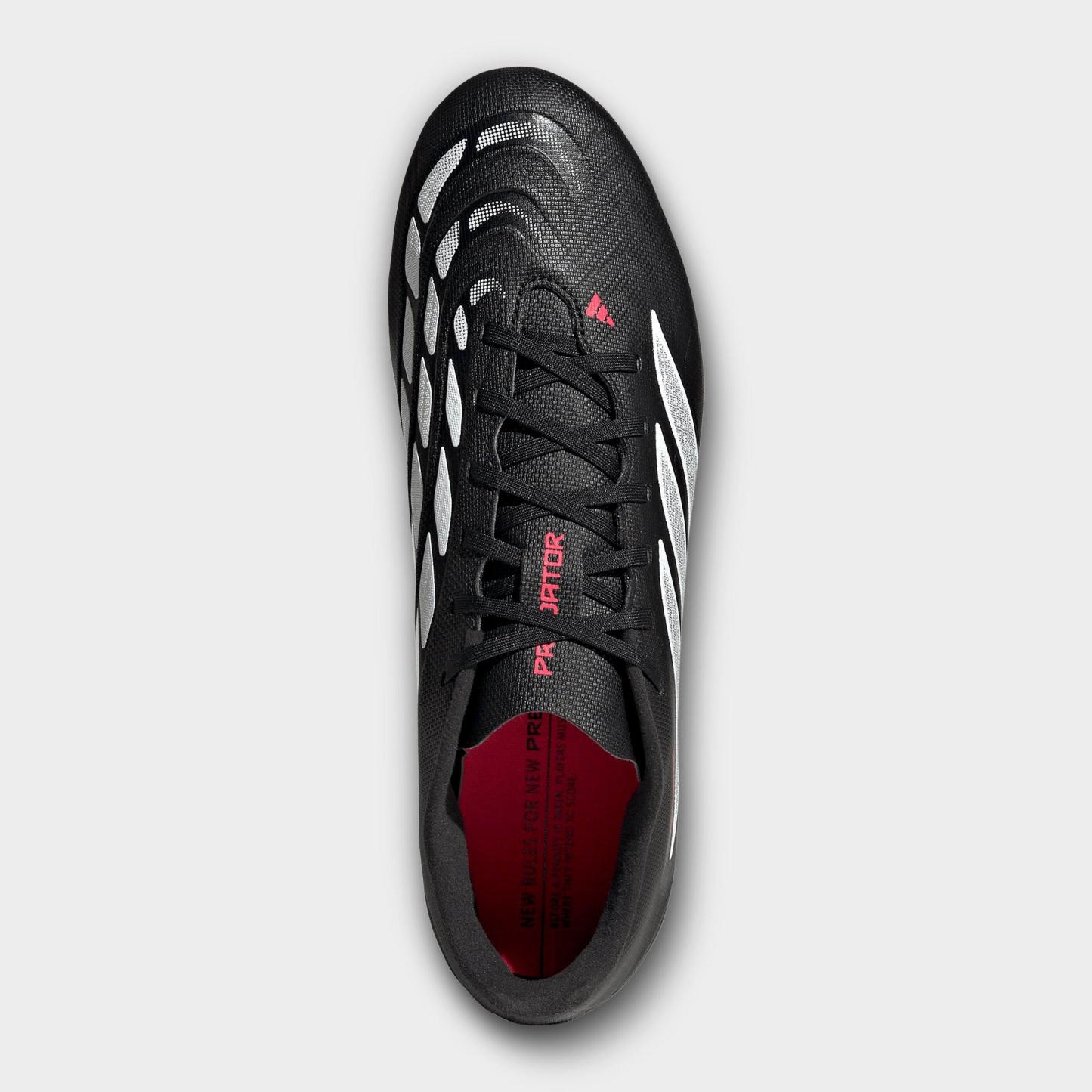 Men's adidas Predator Club Firm Ground/Multi Ground Soccer Cleats - Core Black/Cloud White/Lucid Red - Top view
