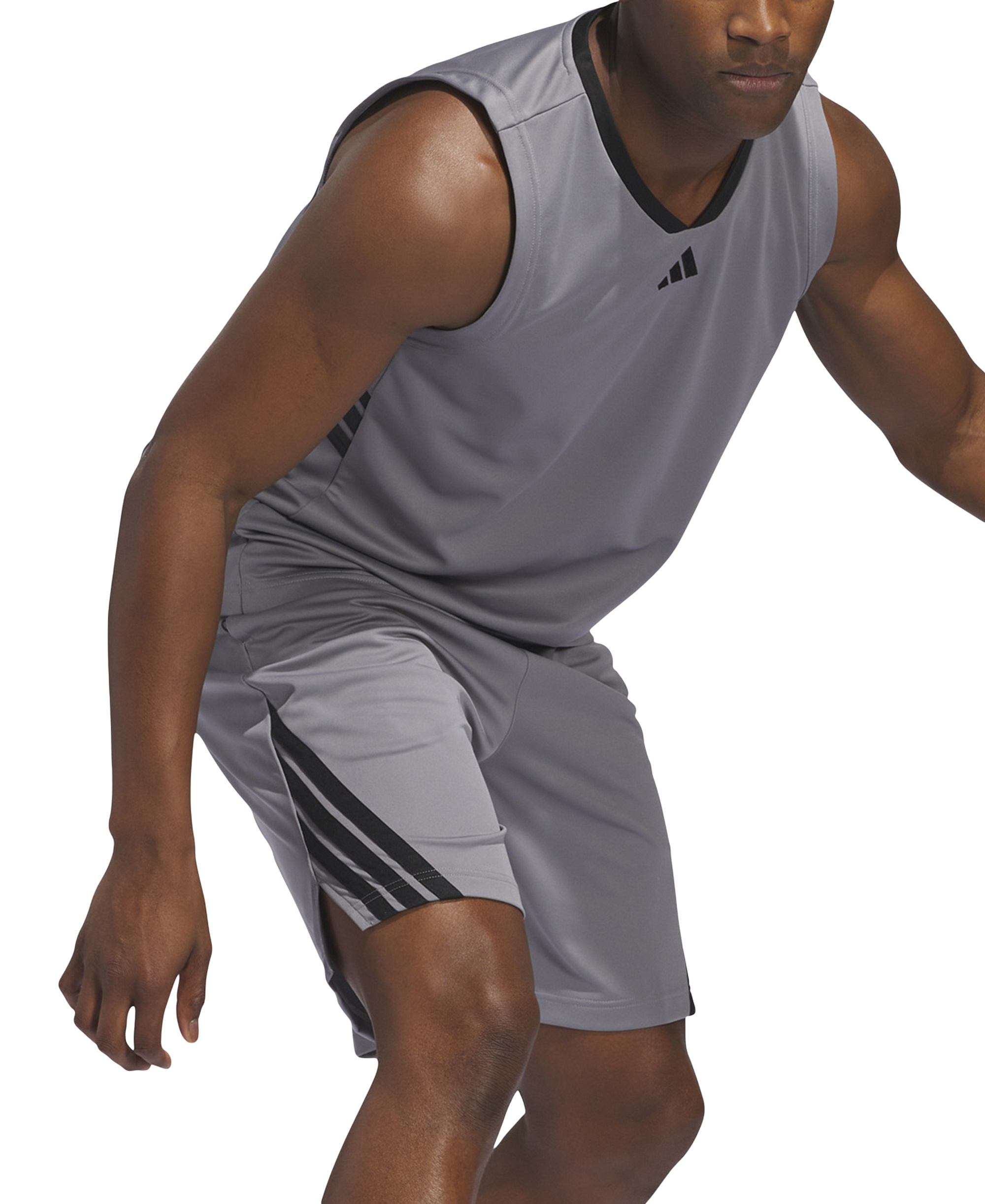 adidas Men's Basketball Logo Graphic Tank Top - Gray/Black