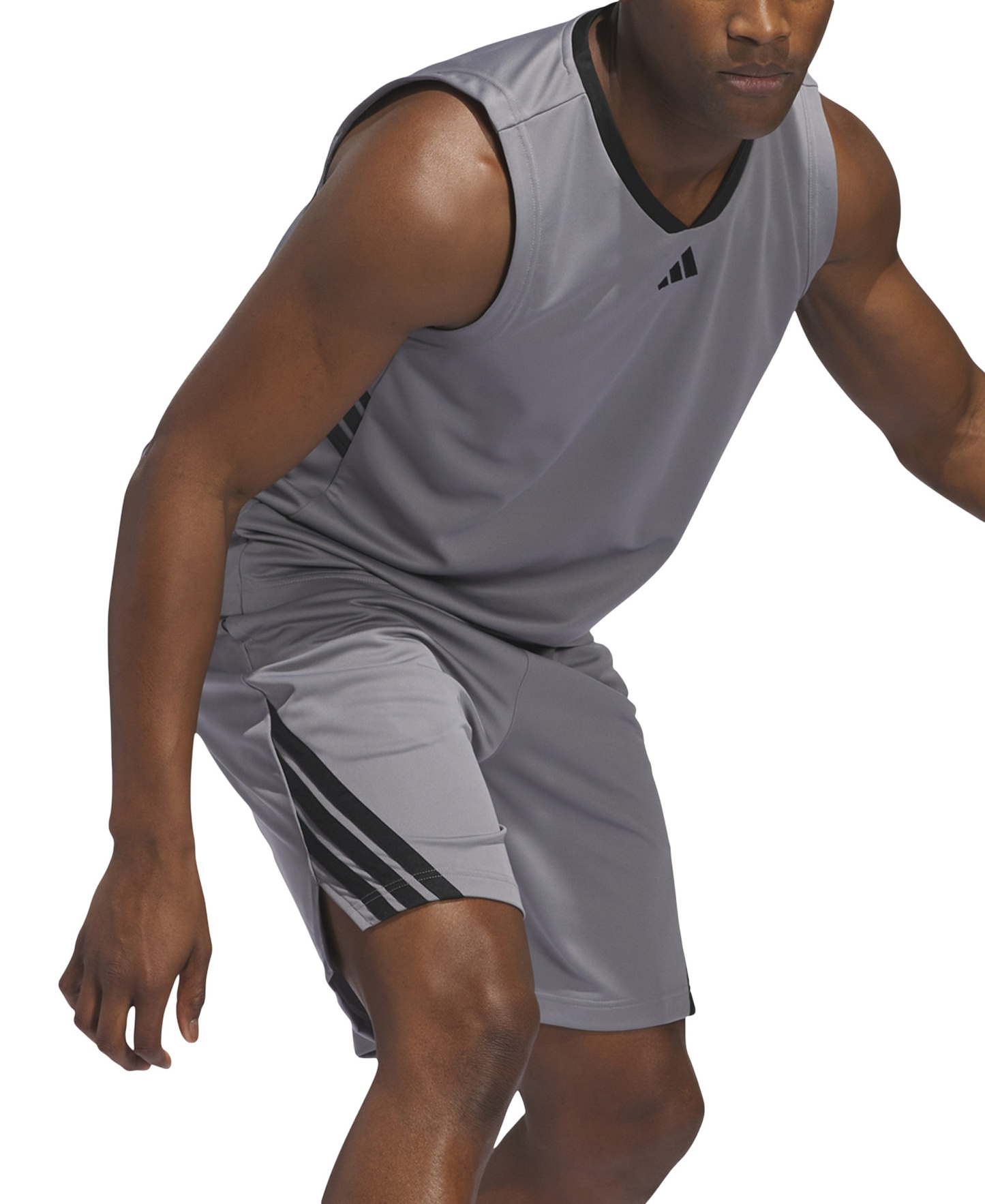 adidas Men's Basketball Logo Graphic Tank Top - Gray/Black