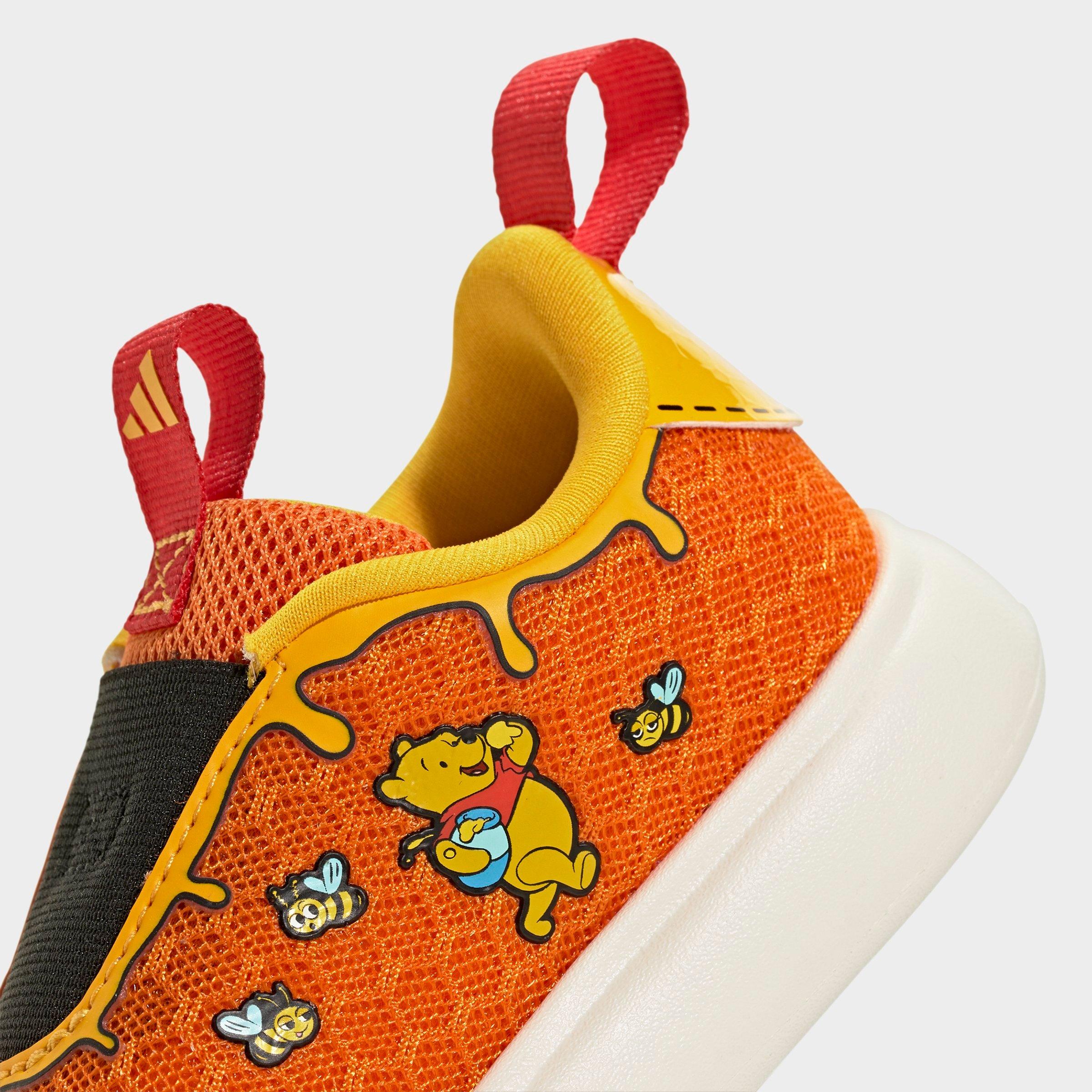 Kids' Toddler adidas x Marvel Spider-Man Bubblecomic Laceless Casual Shoes - Orange/Crew Yellow/Off White - Detail shot