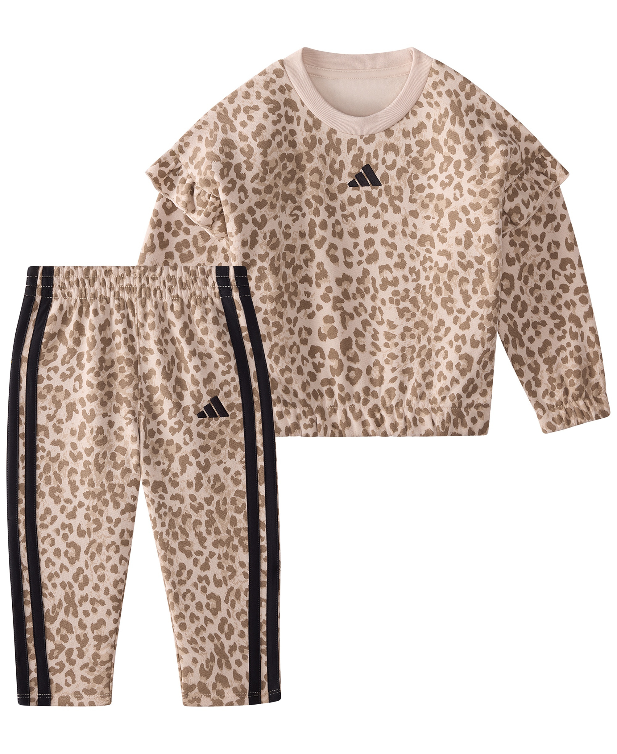 adidas Baby Girls' Long-Sleeve Sweatshirt and Pants, 2-Piece Set - Med Beige