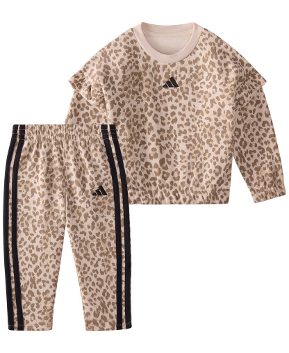 adidas Baby Girls' Long-Sleeve Sweatshirt and Pants, 2-Piece Set - Med Beige
