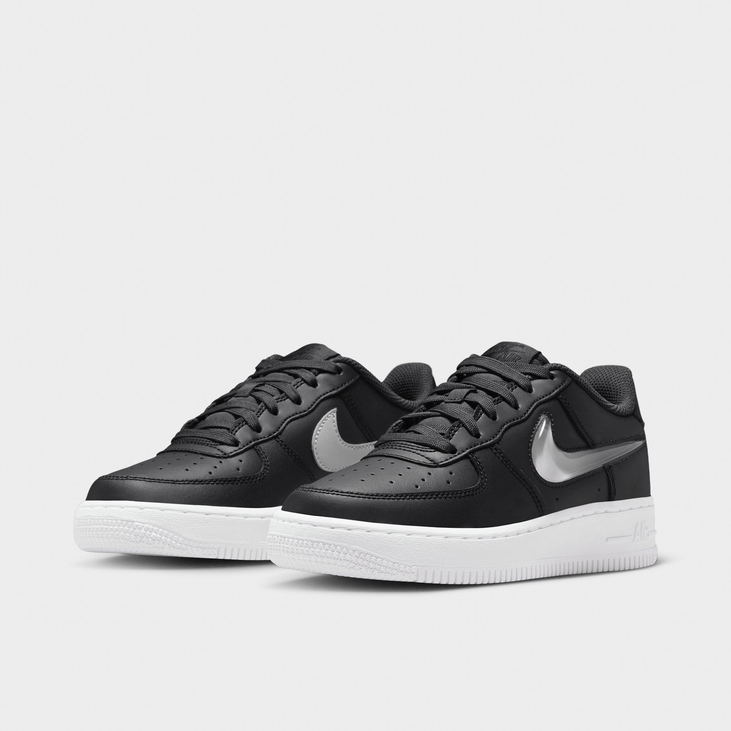 Big Kids' Nithtke Air Force 1 Low Casual Shoes - Dark Smoke Grey/Black/White/Vast Grey - Both shoes facing left