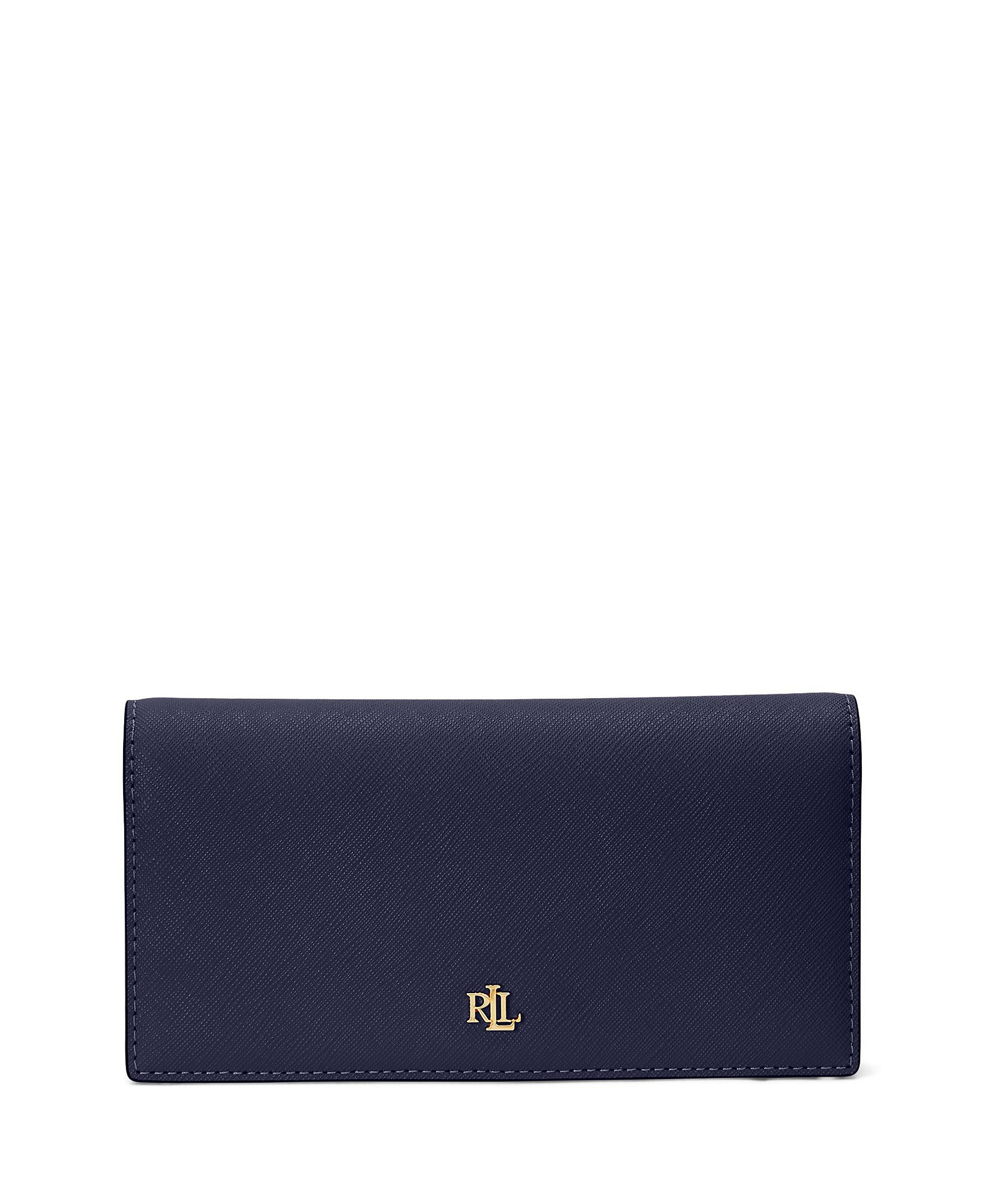 Lauren Ralph Lauren Crosshatch Leather Slim Snap Closure Wallet - Refined Navy