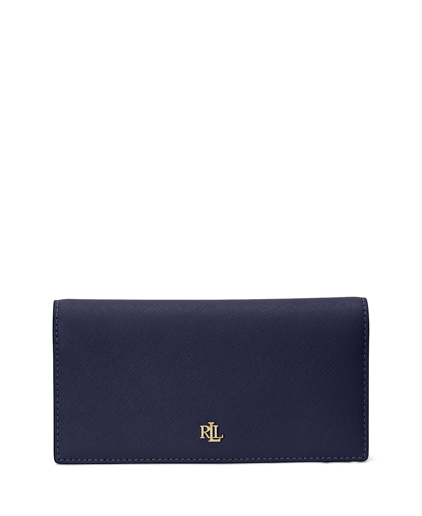 Lauren Ralph Lauren Crosshatch Leather Slim Snap Closure Wallet - Refined Navy