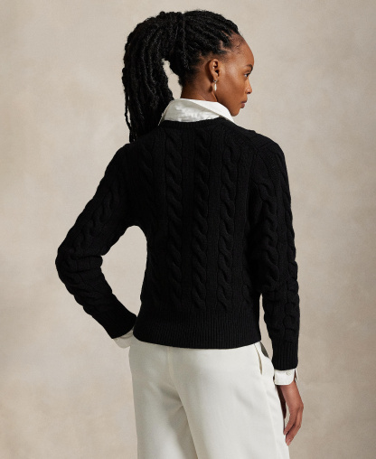 Polo Ralph Lauren Women's Cable-Knit Wool-Cashmere Cardigan Sweater - Polo Black