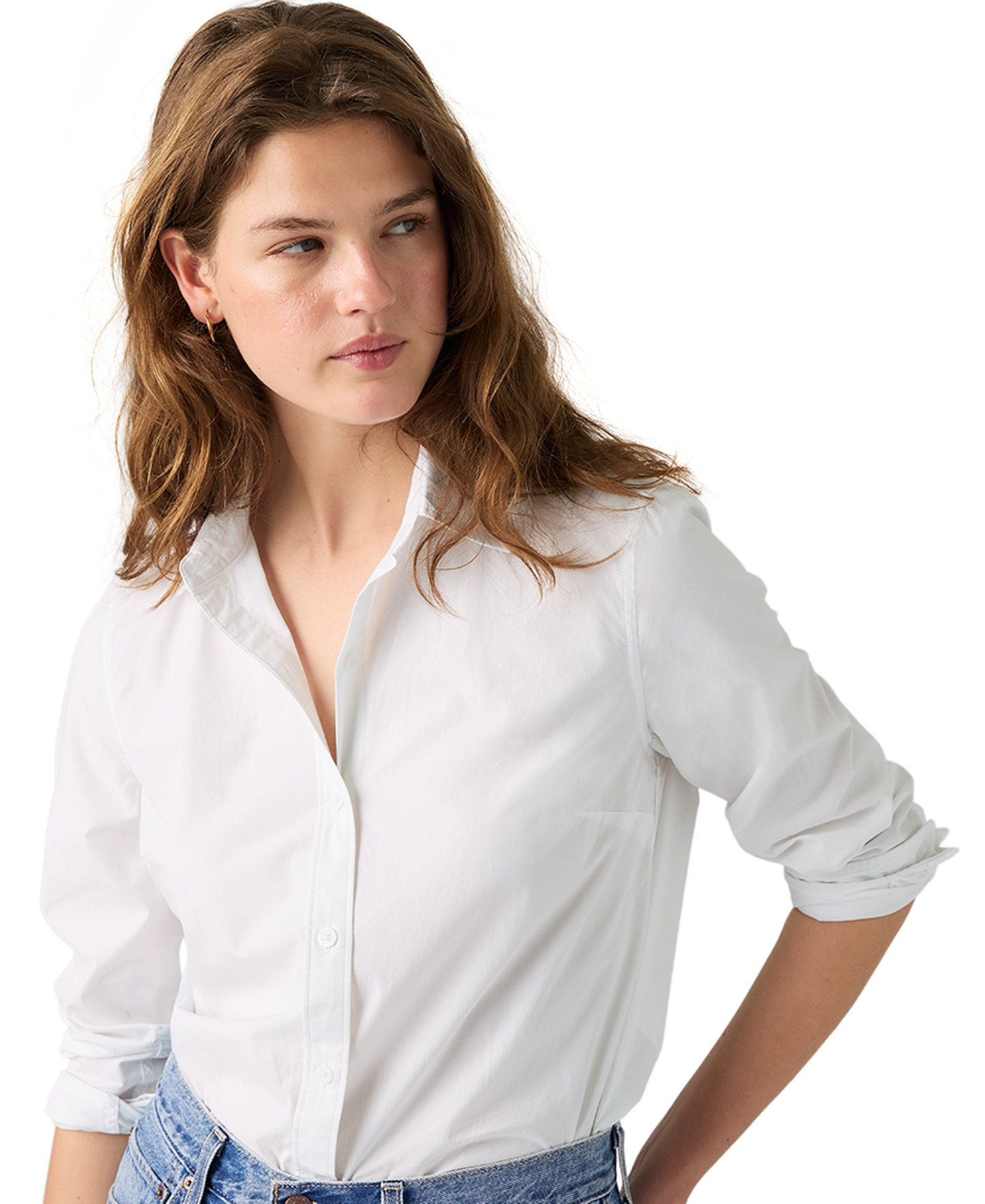 Levi's Women's Carlile Classic Poplin Long-Sleeve Shirt - Bright White