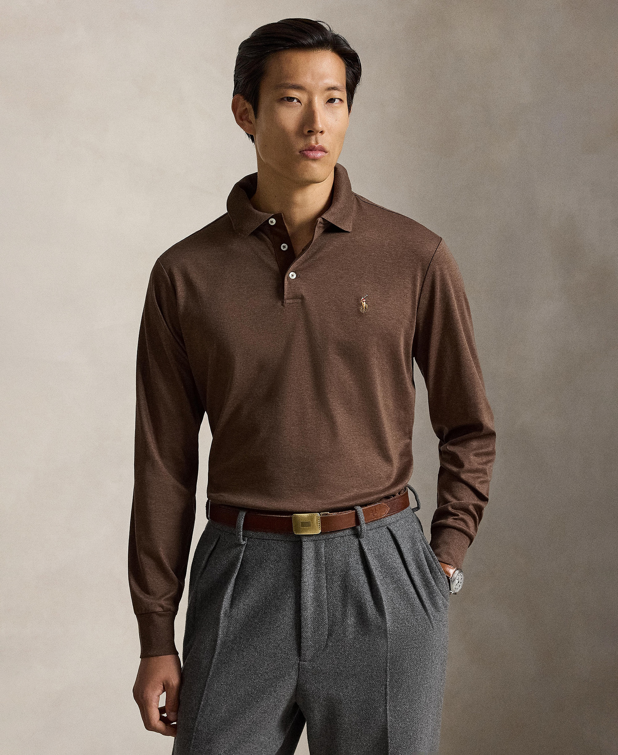 Polo Ralph Lauren Men's Classic-Fit Polo Shirt - Nutmeg Brown Heather