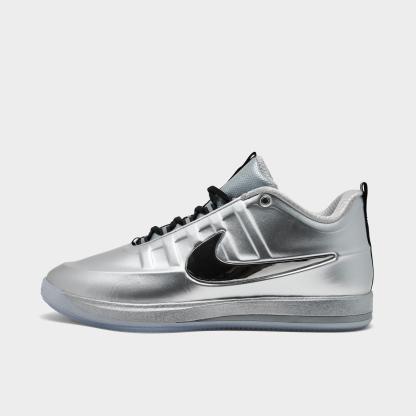 Men's Nithtke Book 2 Basketball Shoes - Metallic Silver/Black - Left shoe facing left. Outside of the shoe.