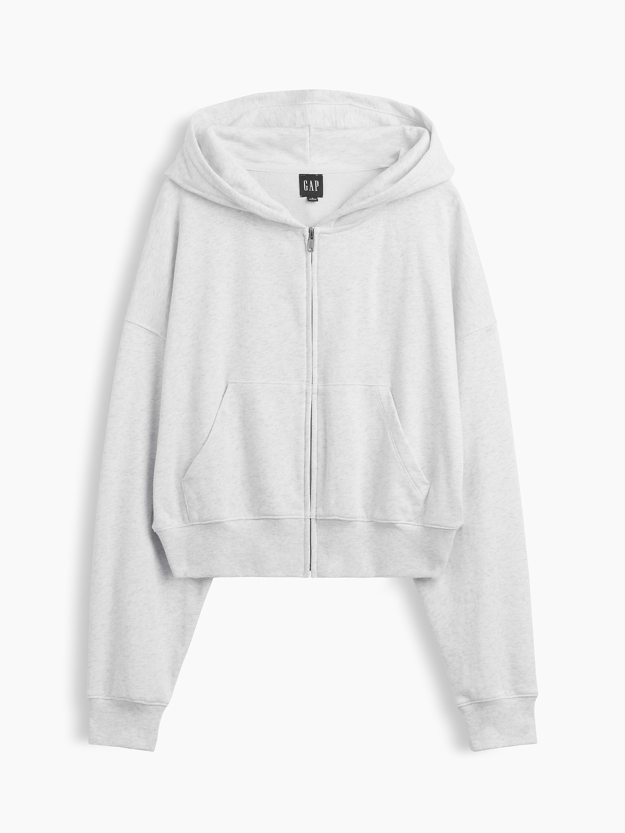 VintageSoft Terry Oversized Wedge Zip Hoodie - Pale heather grey