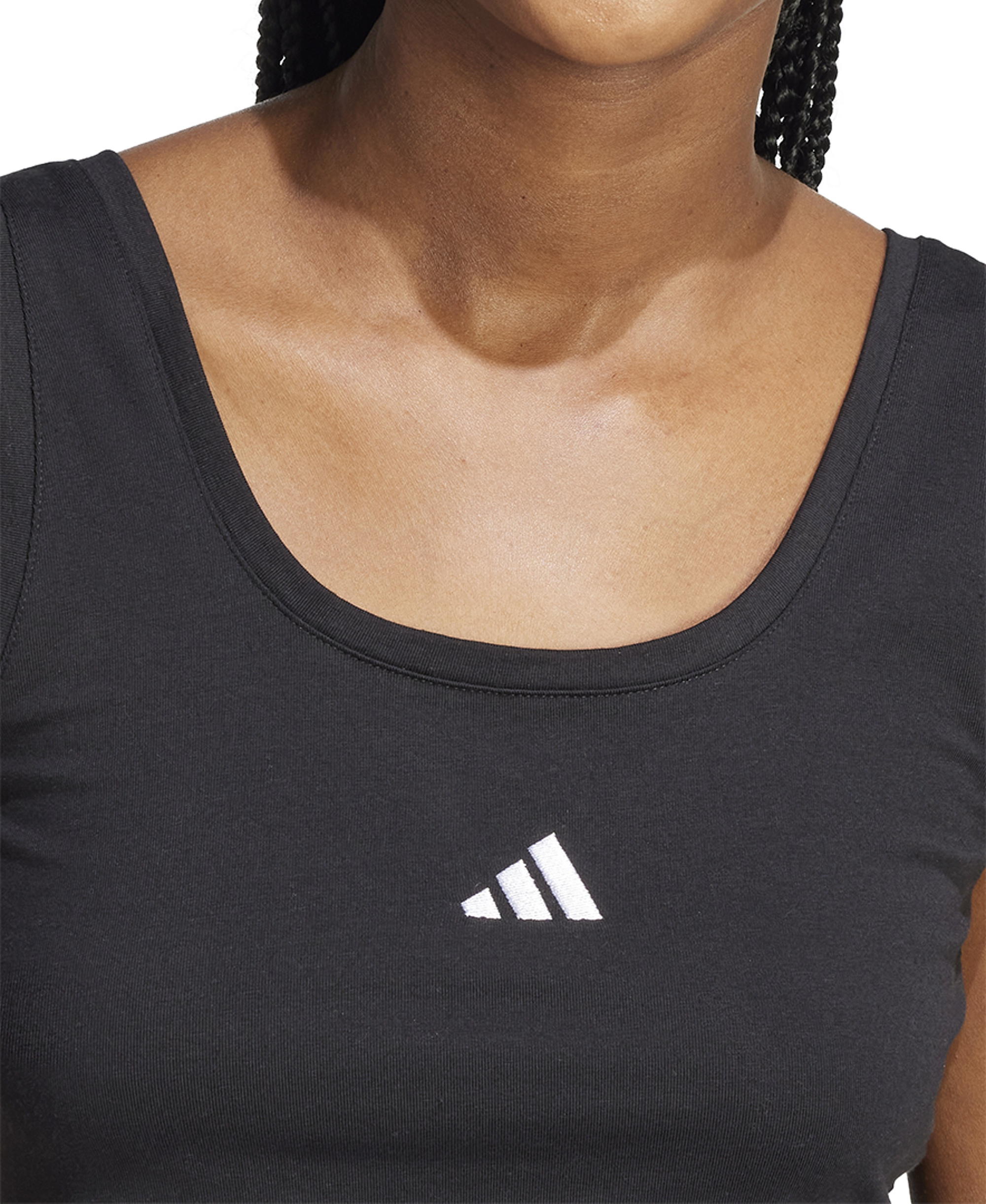 adidas Women's Essentials Small Logo Cotton Tank Top - Black/White