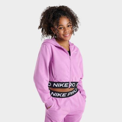 Girls' Big Kids' Nike Pro Fleece Dri-FIT Full-Zip Hoodie - Light Magenta/Light Magenta/Black/White