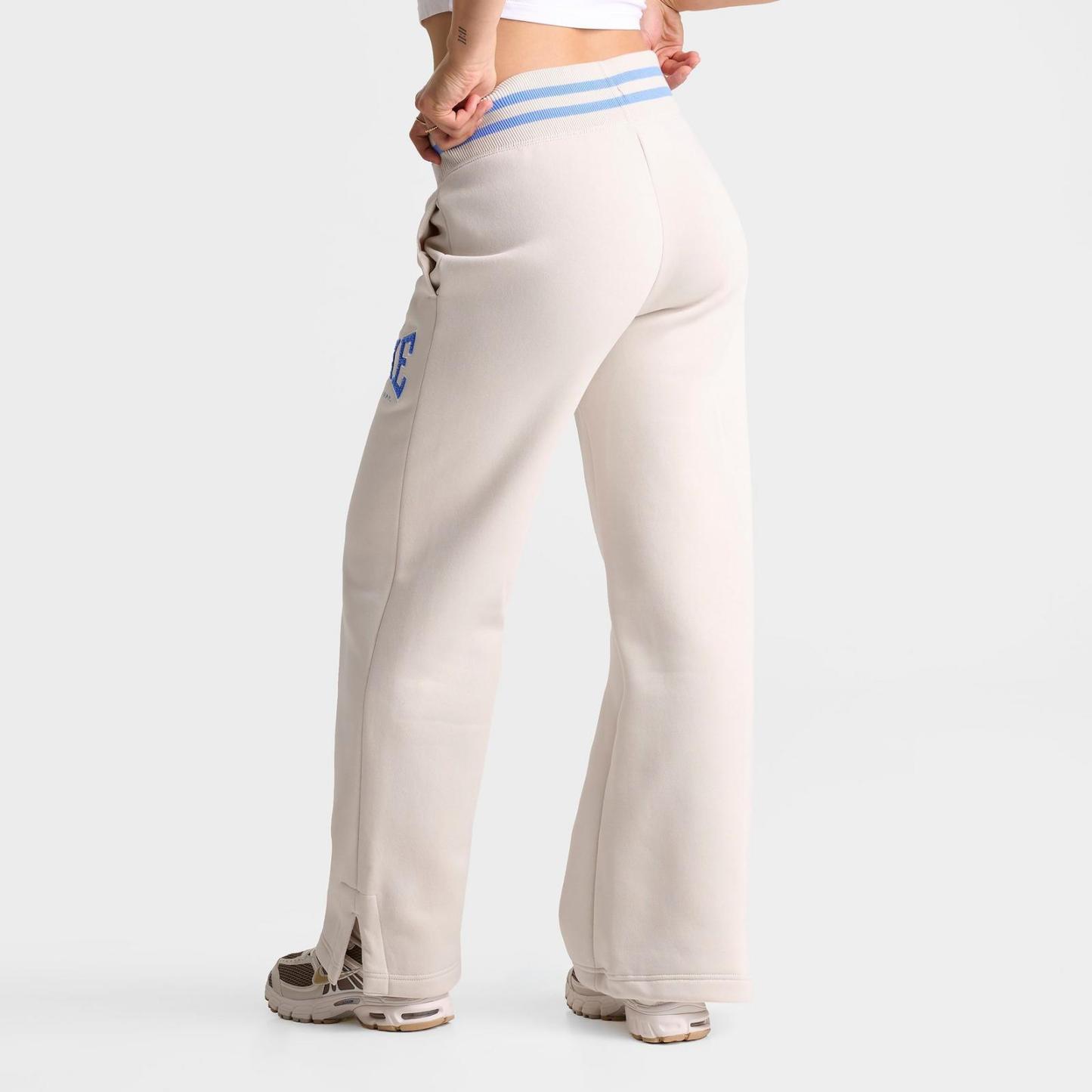 Women's Nike Phoenix Fleece Athletic Dept. High-Waisted Wide-Leg Sweatpants - Light Orewood Brown/University Blue