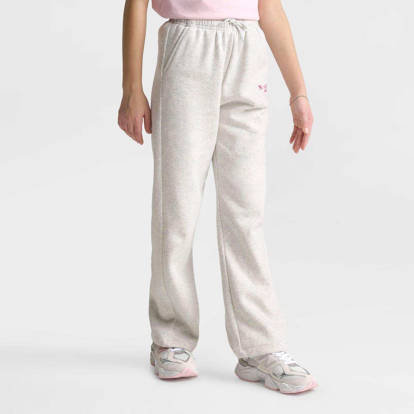 Girls' Big Kids' New Balance Wide Leg Sweatpants - Ash Heather - view 3