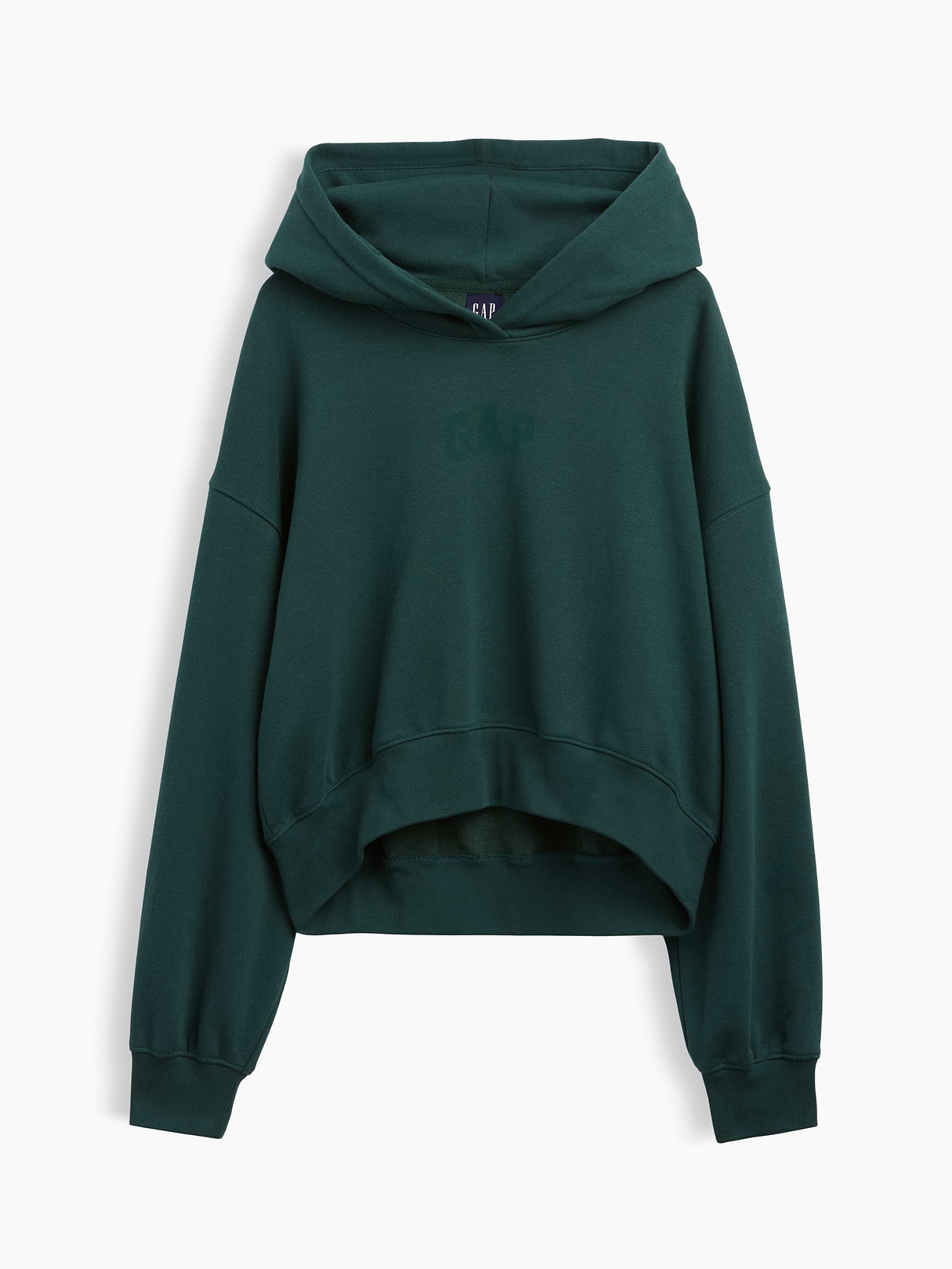 VintageSoft Crop Logo Hoodie - Dark green