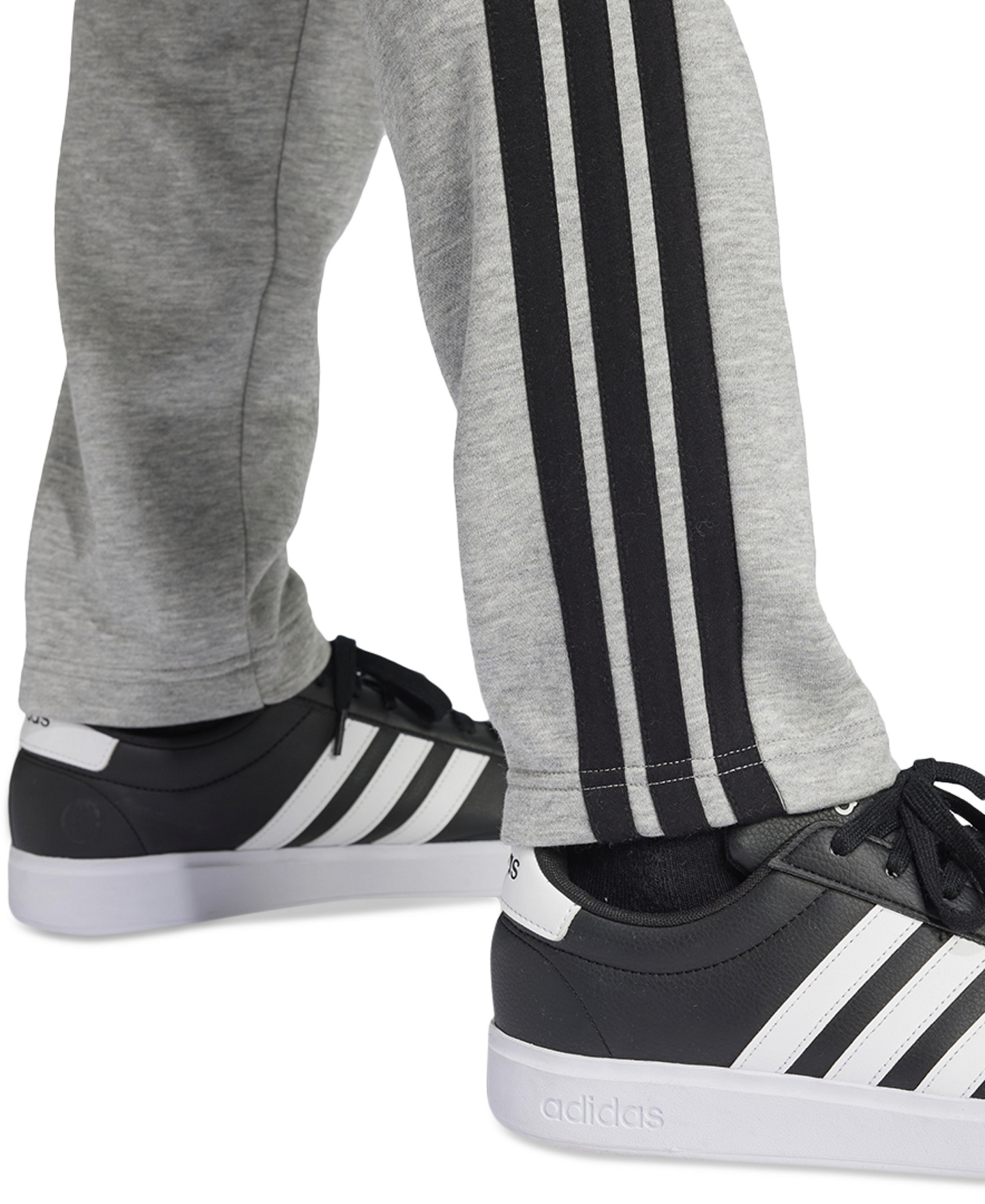 adidas Men's Essentials 3-Stripes Regular Open Hem Fleece Pants - Megh/Black