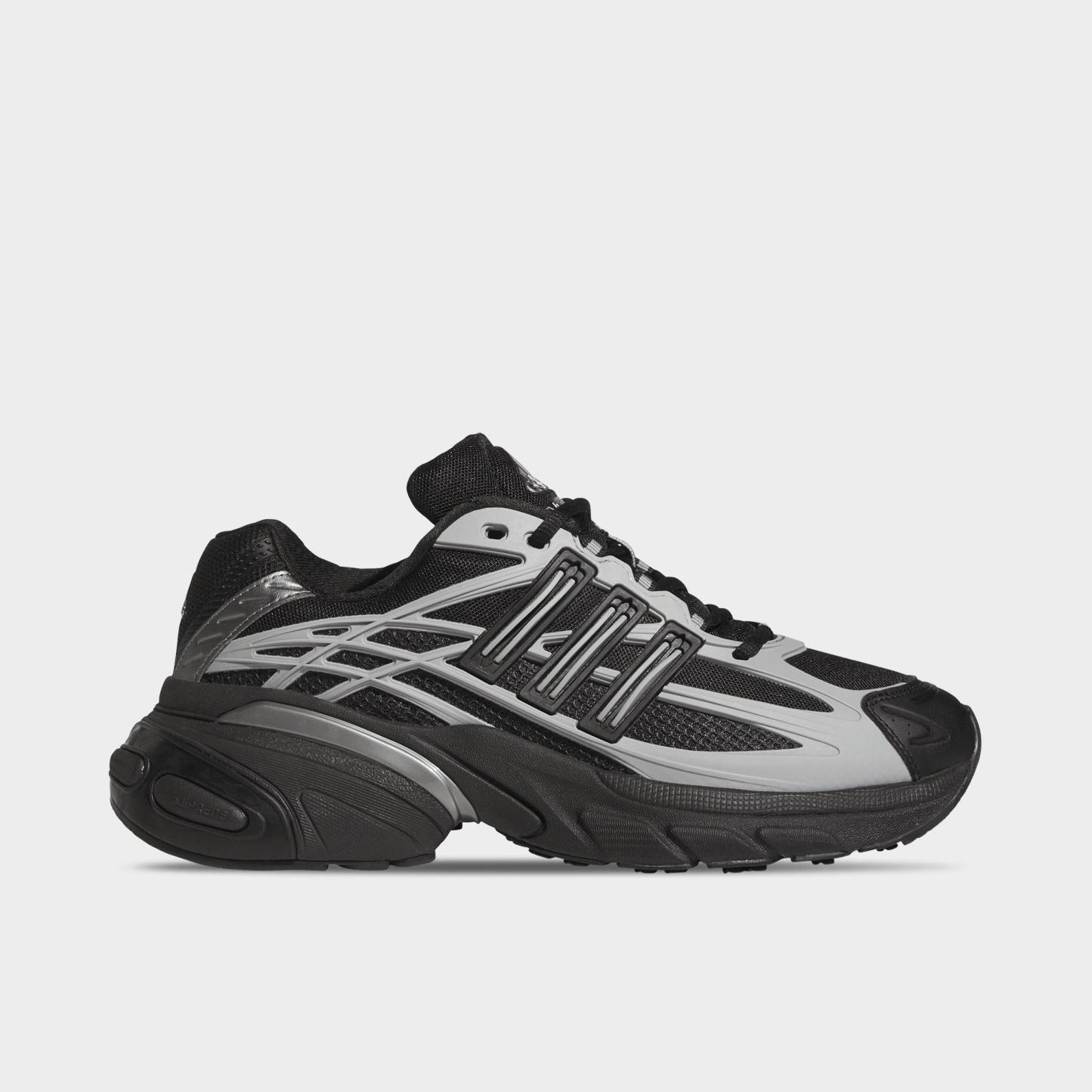 Men's adidas Adistar XLG 2.0 Casual Shoes - Part 1 - Core Black/Core Black/Iron Metallic - Left shoe facing left. Outside of the shoe.