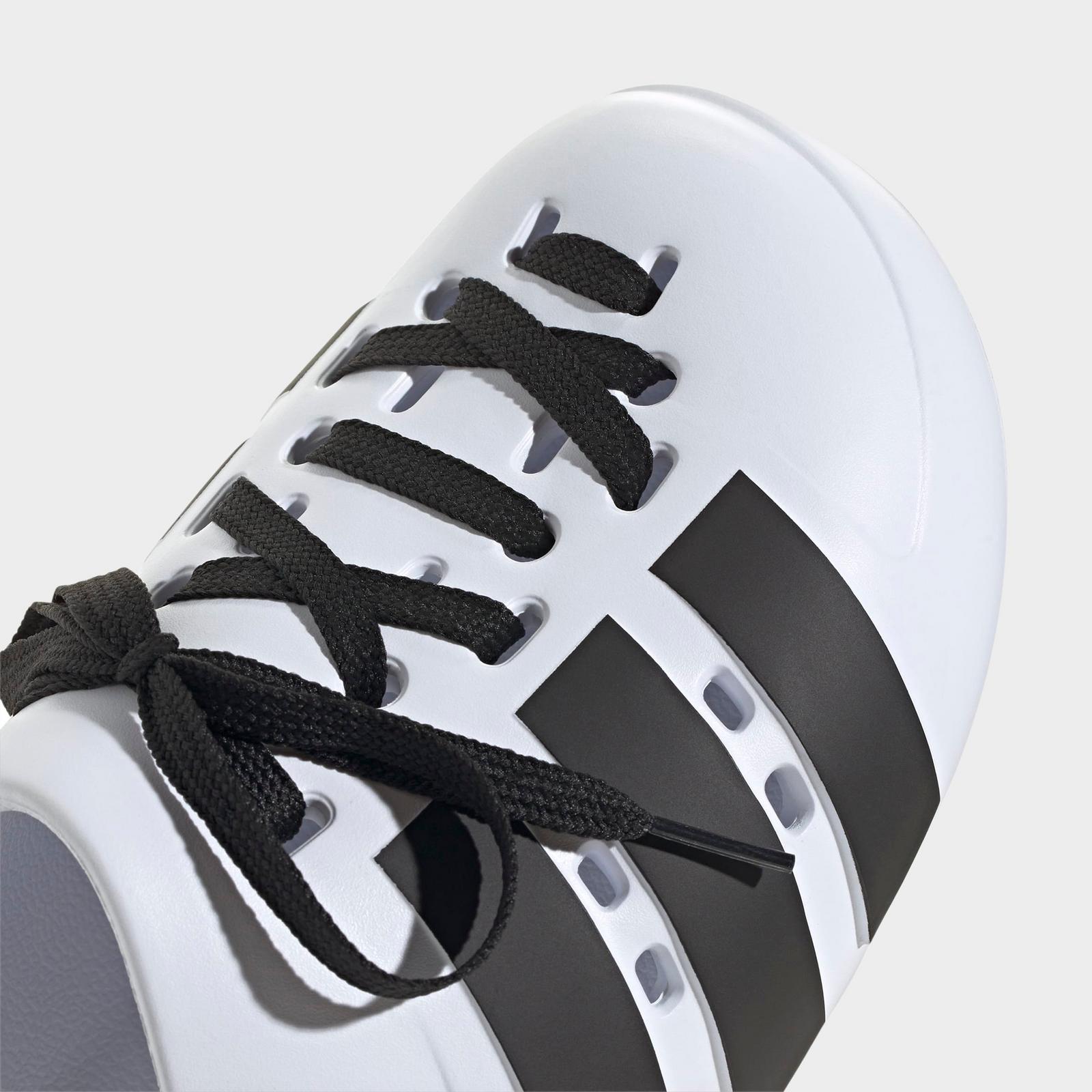 Men's adidas adilette 2.0 Clog Shoes - White/Black/Gold Metallic - view 3