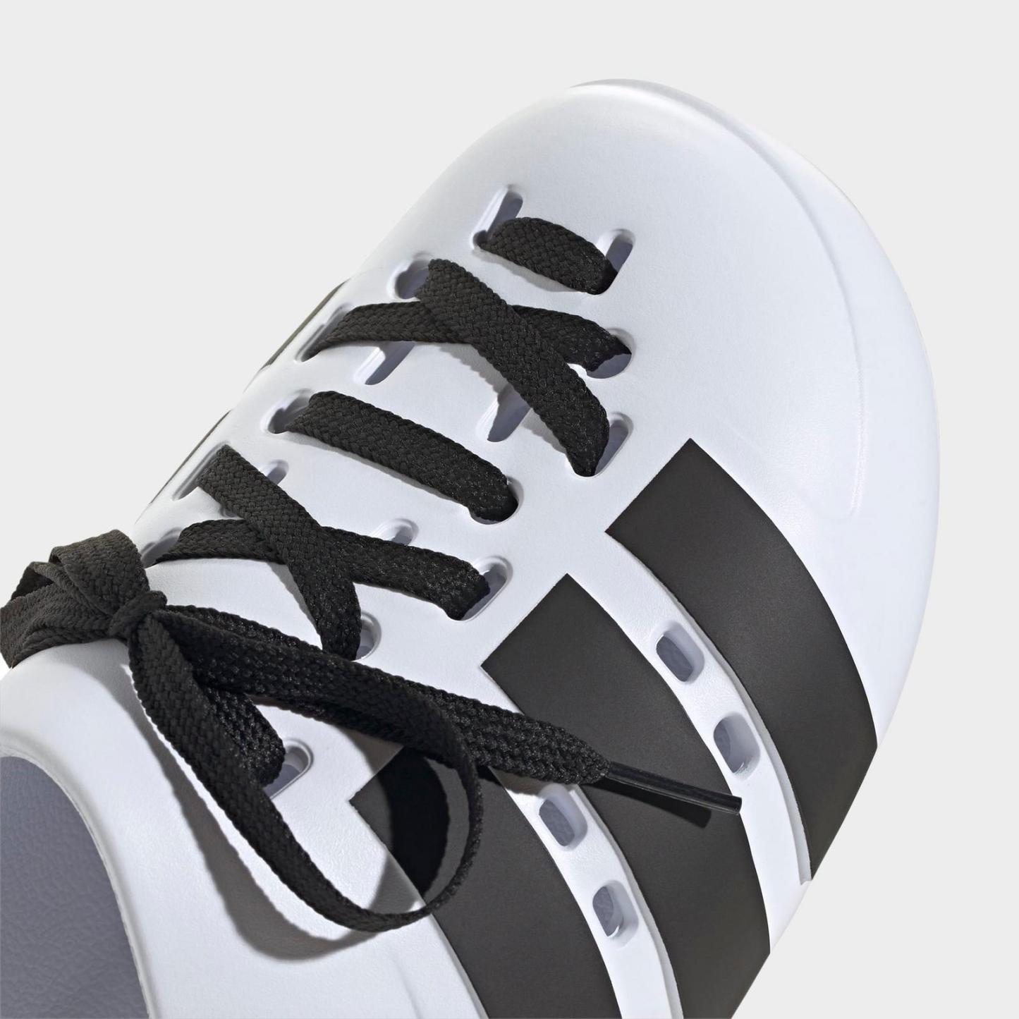 Men's adidas adilette 2.0 Clog Shoes - White/Black/Gold Metallic - view 3