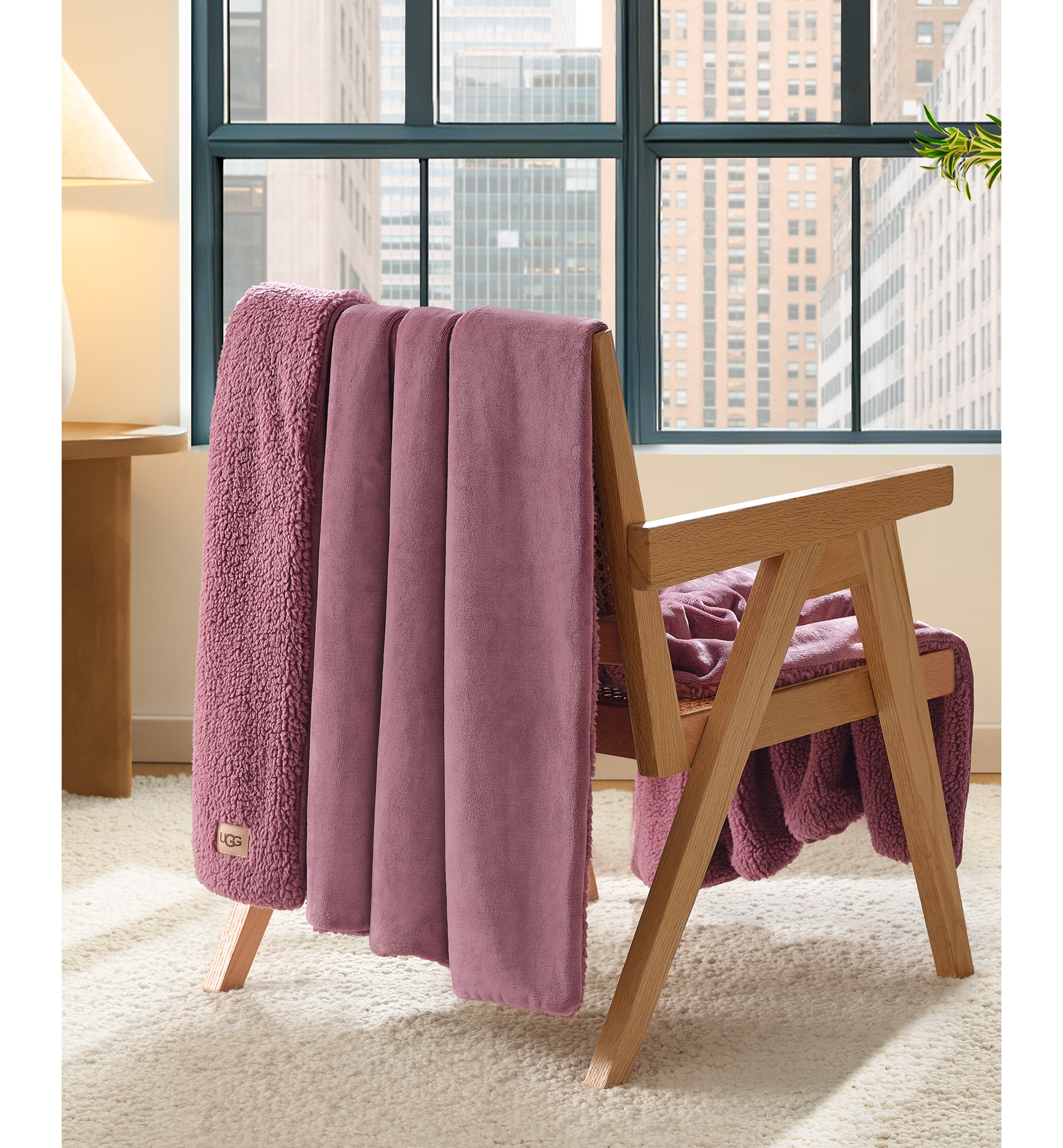 UGG® Avery Reversible Throw, 50" x 70" - Dusty Orchid