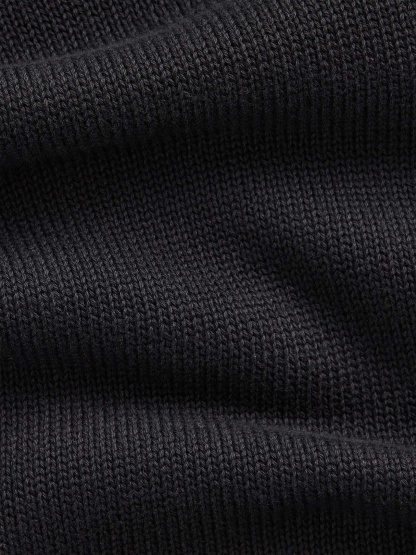 100% Cotton Oversized Mockneck Sweater - Black