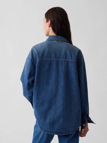 Denim Oversized Shirt Jacket - Medium wash