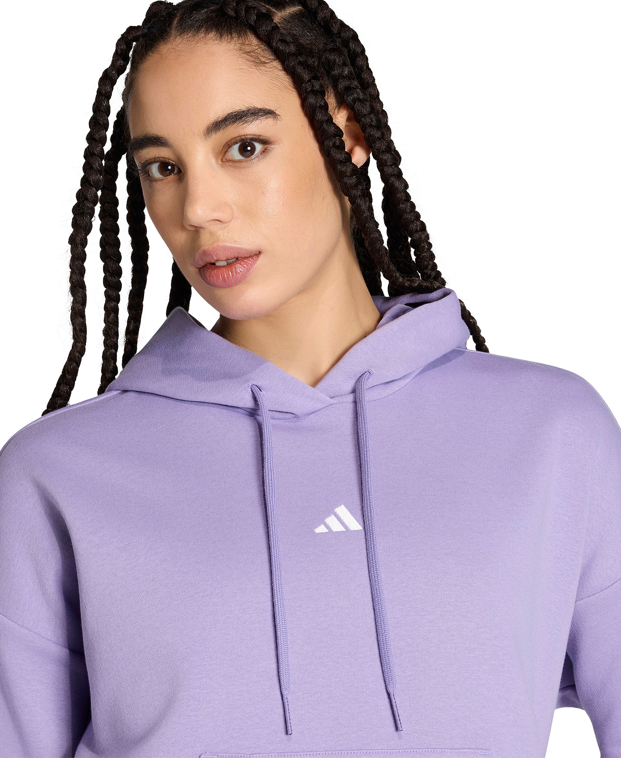 adidas Women's Essentials Long-Sleeve Logo Hoodie - Magic Lilac/White