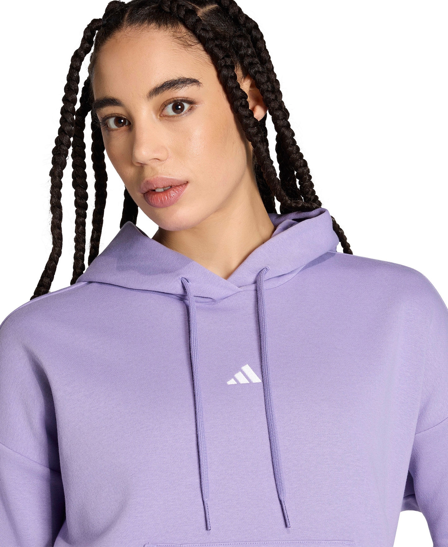 adidas Women's Essentials Long-Sleeve Logo Hoodie - Magic Lilac/White
